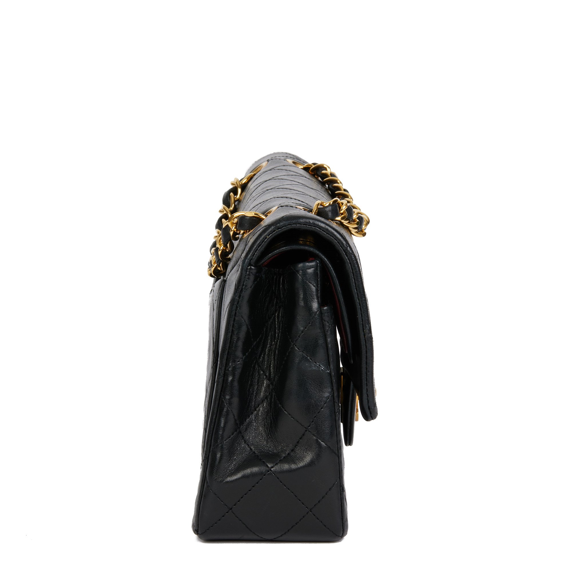 Chanel Black Quilted Lambskin Vintage Small Classic Double Flap Bag