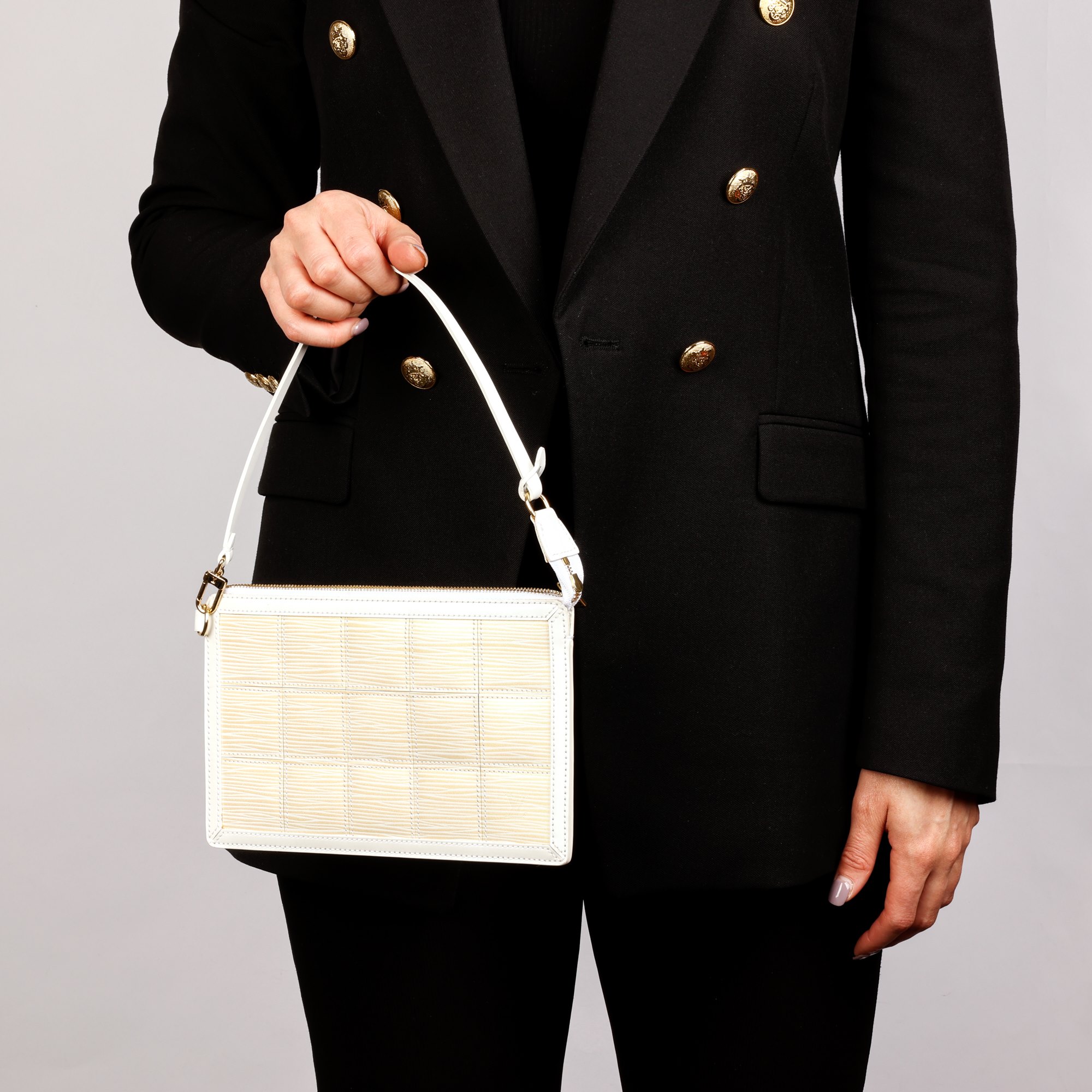 Louis Vuitton White & Gold Stretched Epi Leather Delmonico Pochette