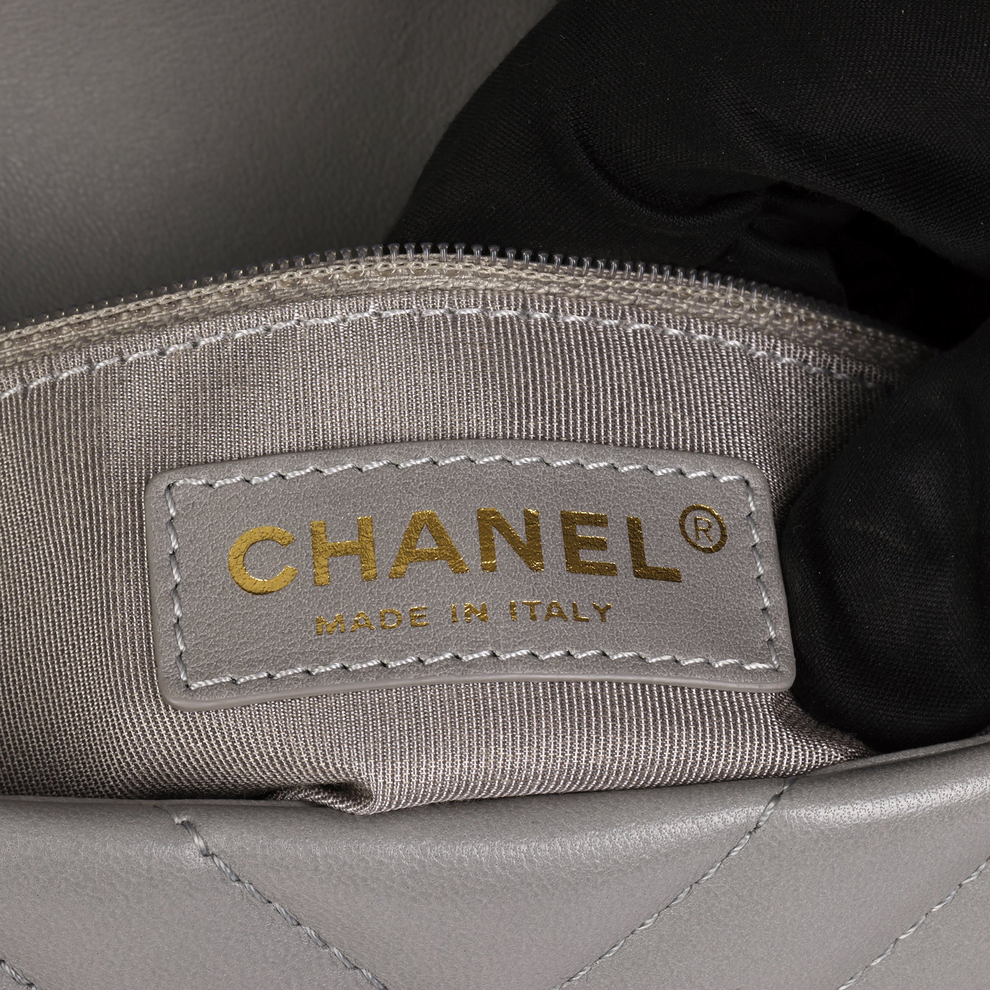 Chanel Grey Chevron Quilted Lambskin Chain Around Mini Rectangular Flap Bag