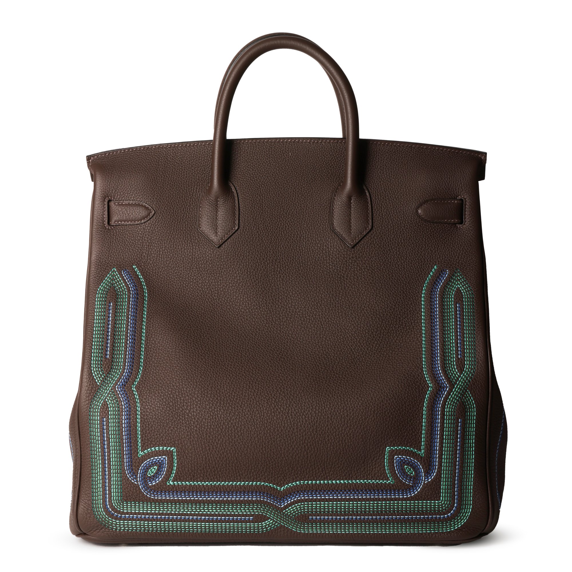 Hermès Ebene Embroidered Togo Leather Western Birkin 40cm HAC