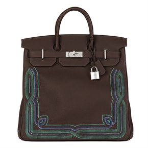 Hermès Ebene Embroidered Togo Leather Western Birkin 40cm HAC