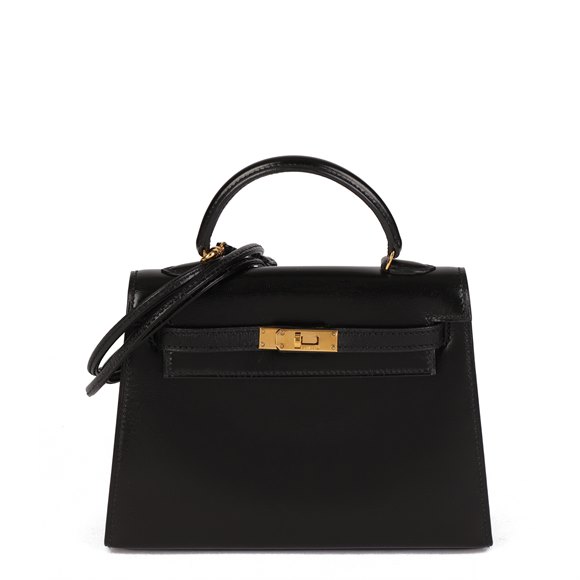 Hermès Black Box Calf Leather Vintage Kelly 15cm Sellier