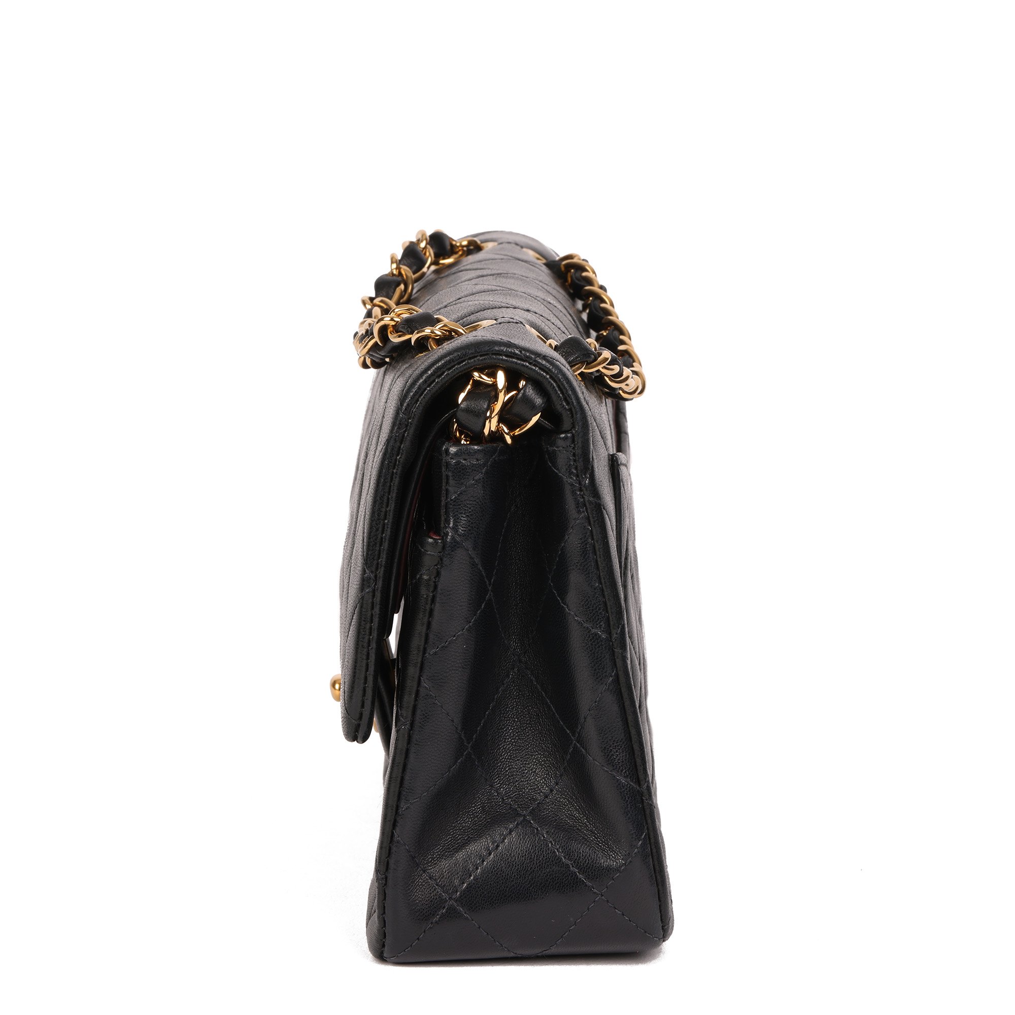 Chanel Black Quilted Lambskin Vintage Small Classic Double Flap Bag