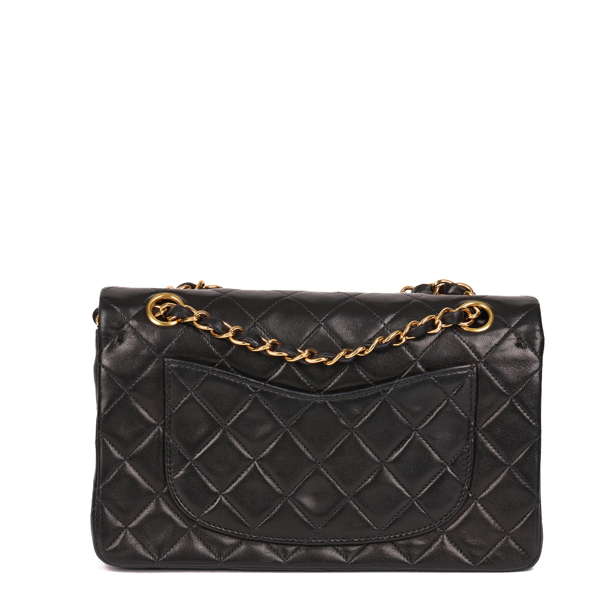 Chanel Black Quilted Lambskin Vintage Small Classic Double Flap Bag