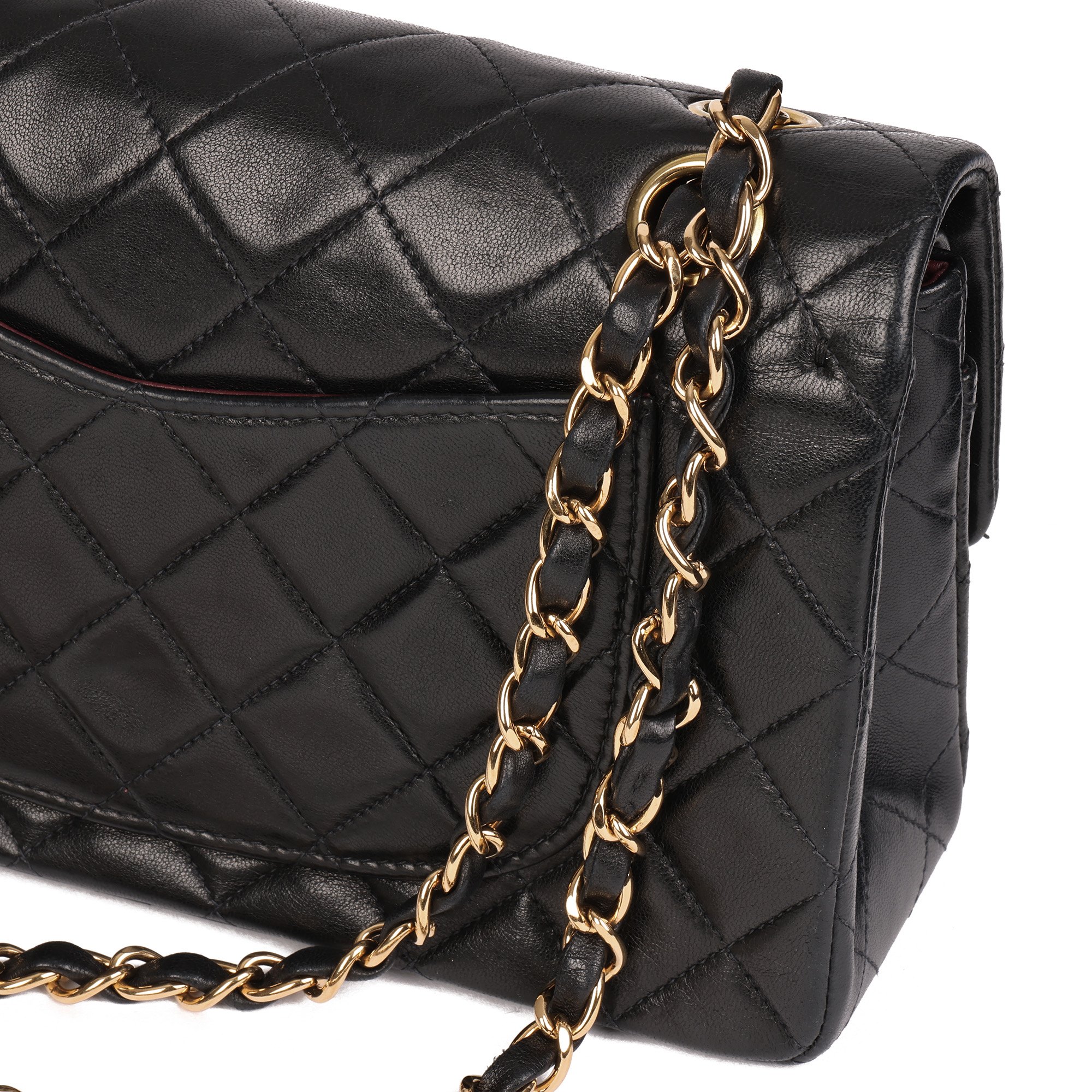 Chanel Black Quilted Lambskin Vintage Small Classic Double Flap Bag