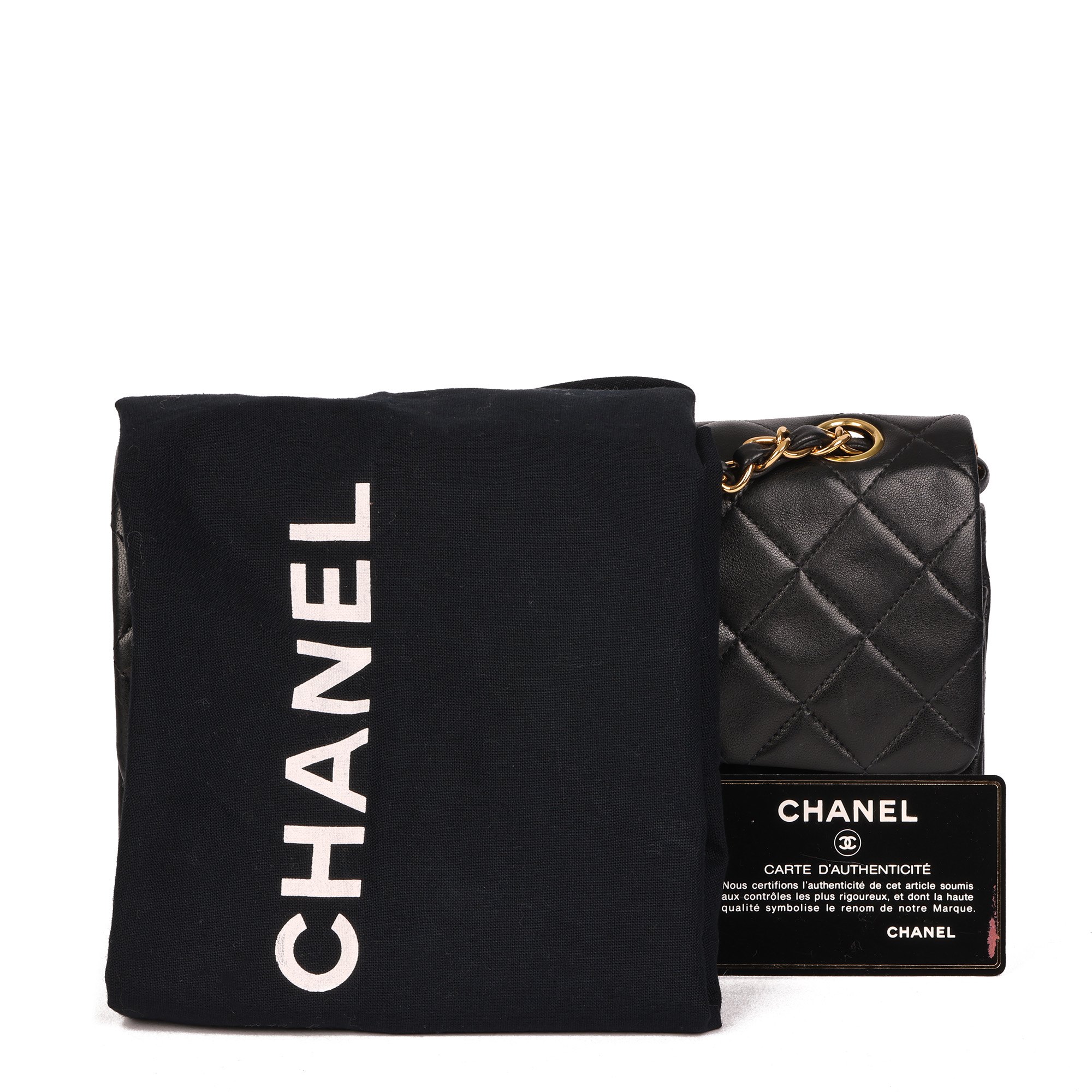Chanel Black Quilted Lambskin Vintage Small Classic Double Flap Bag