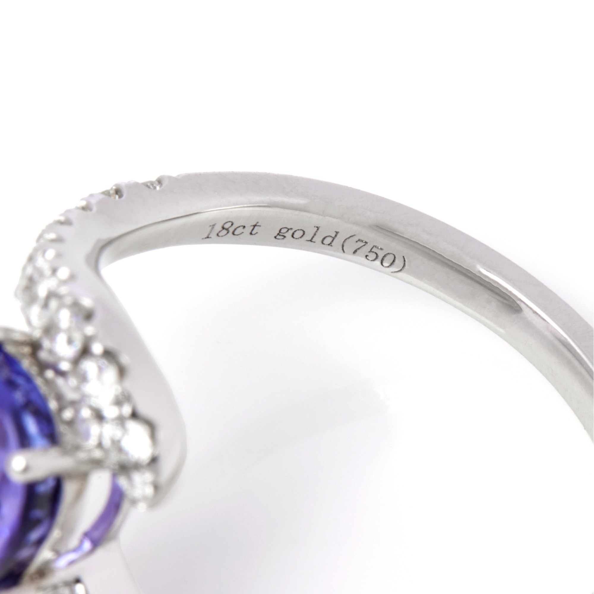 David Jerome Certified 2.39ct Pear Cut Tanzanite and Diamond Ring