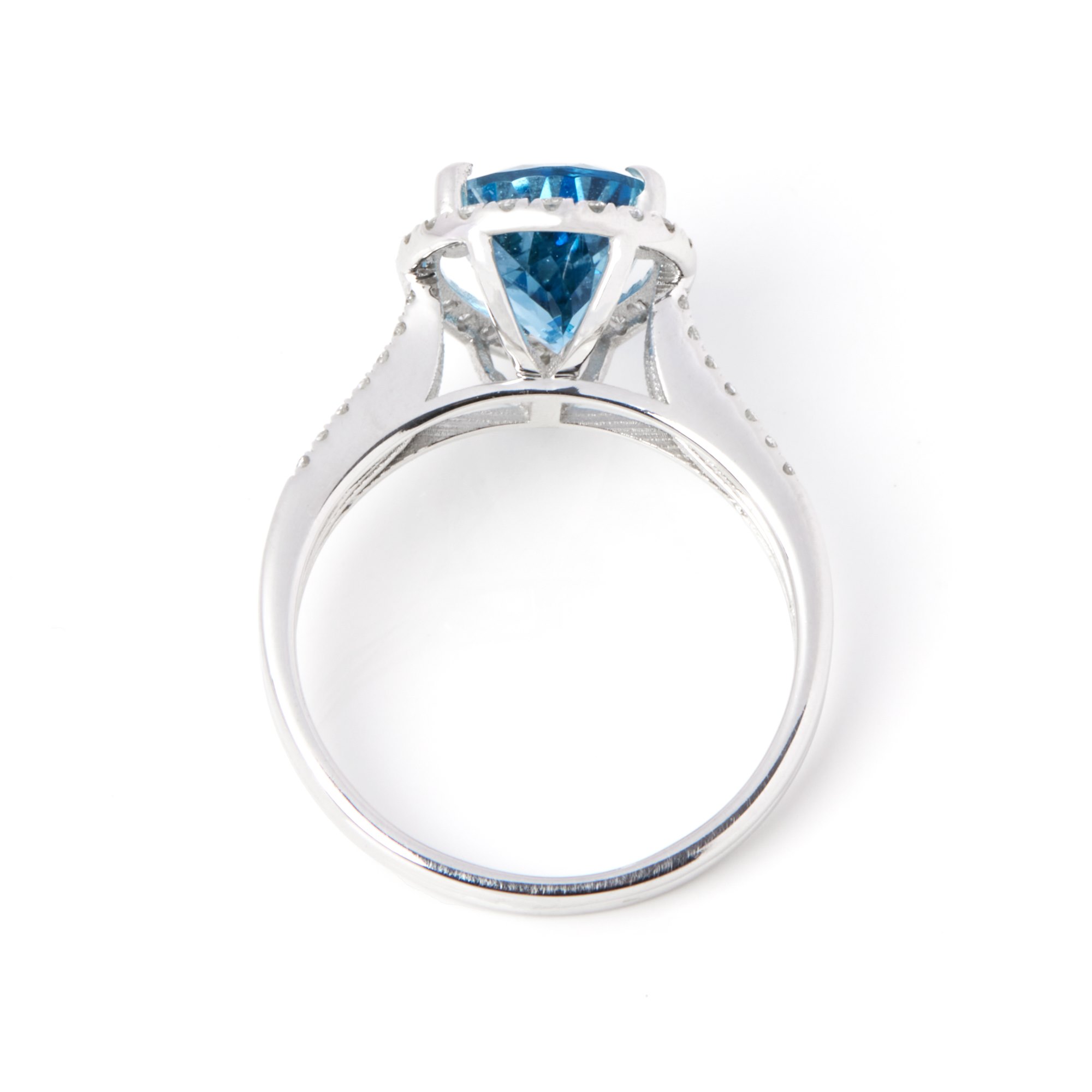 David Jerome Certified 2.52ct Pear Cut Aquamarine and Diamond Ring