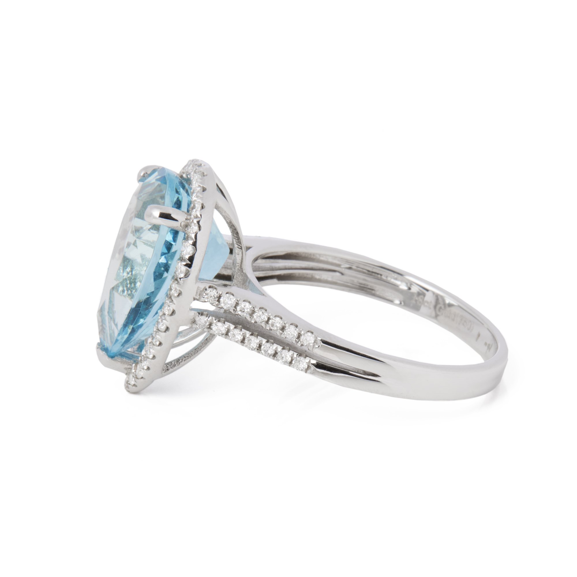 David Jerome Certified 4.77ct Pear Cut Aquamarine and Diamond Ring