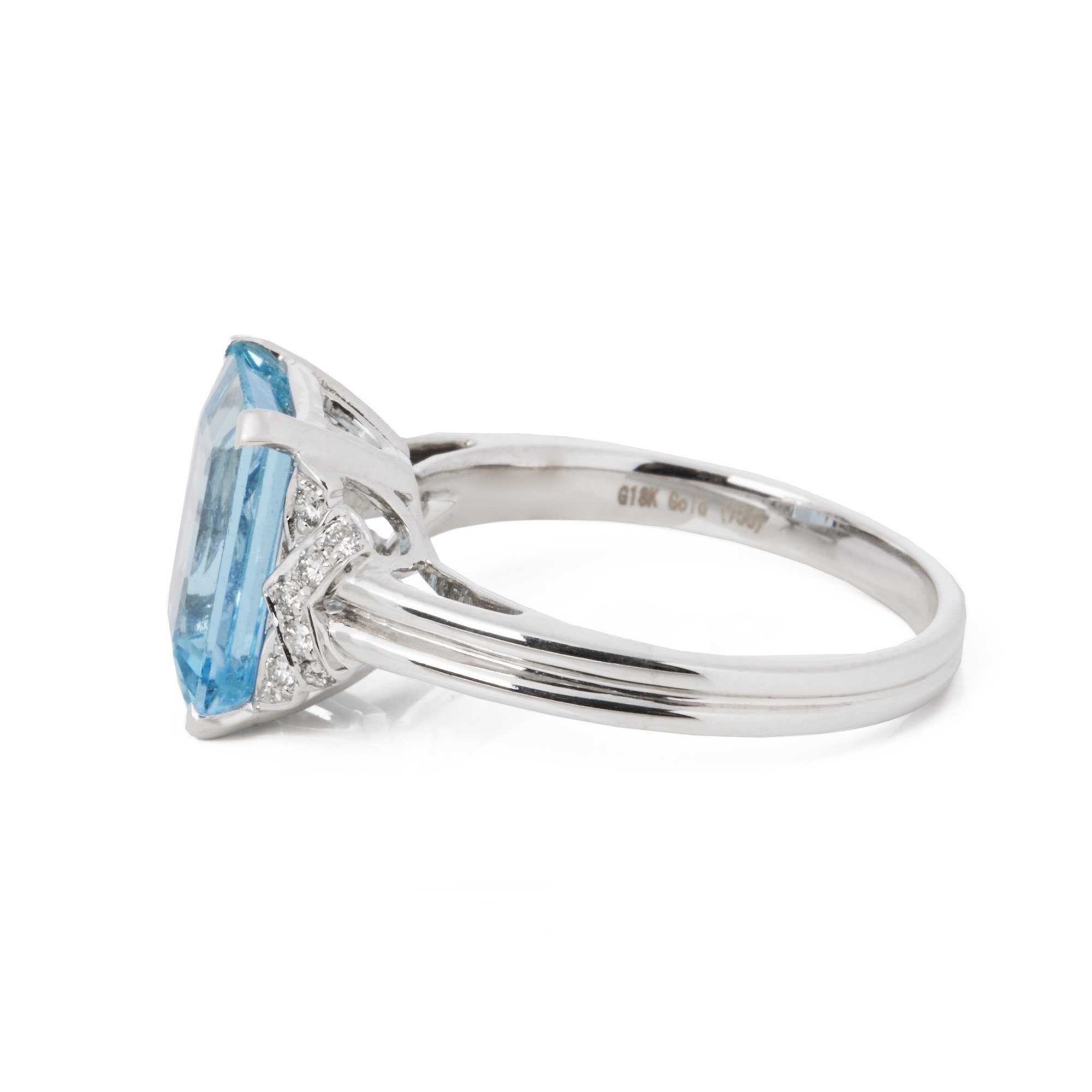 David Jerome Certified 3.22ct Emerald Cut Aquamarine and Diamond Ring