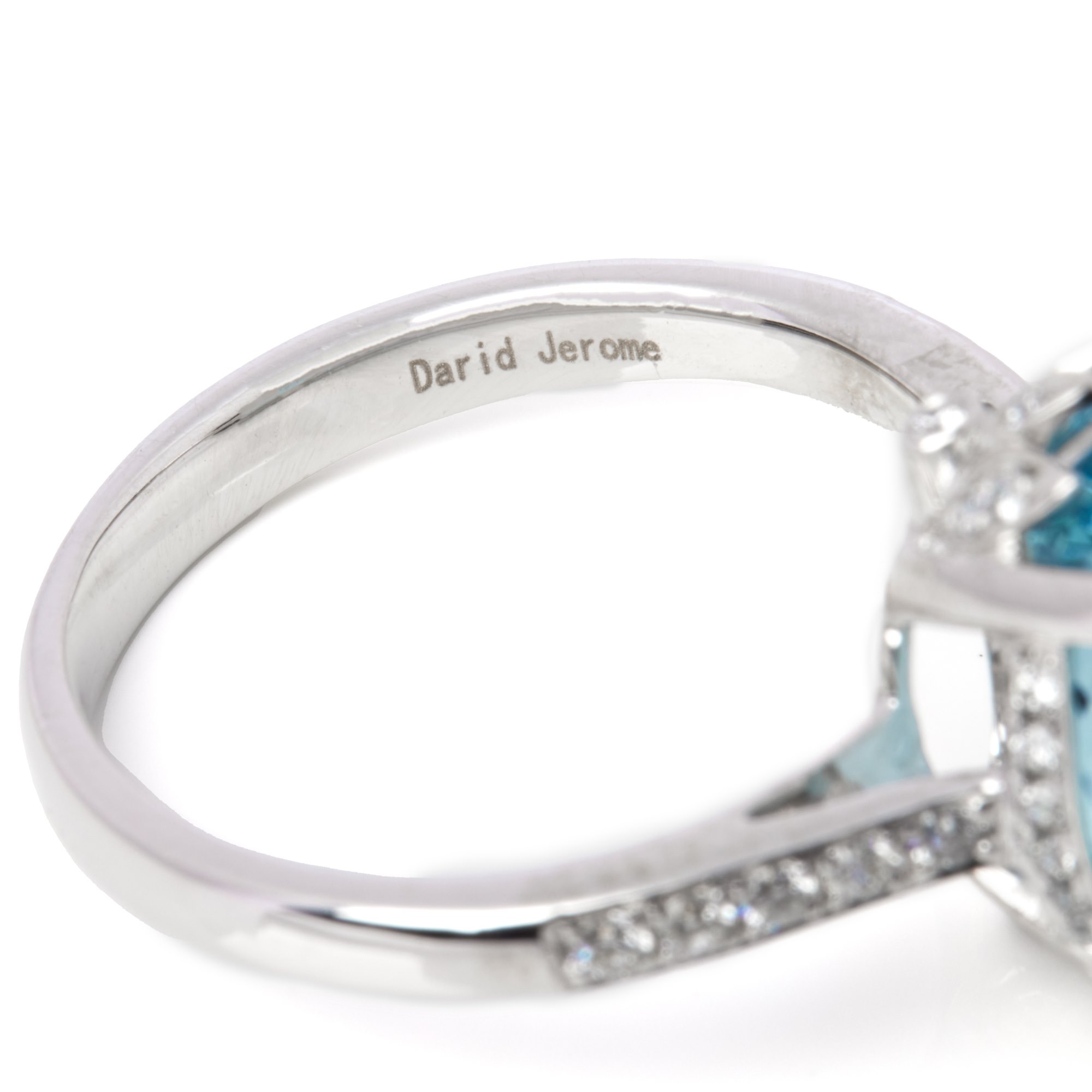 David Jerome Certified 5.62ct Oval Cut Aquamarine and Diamond Ring