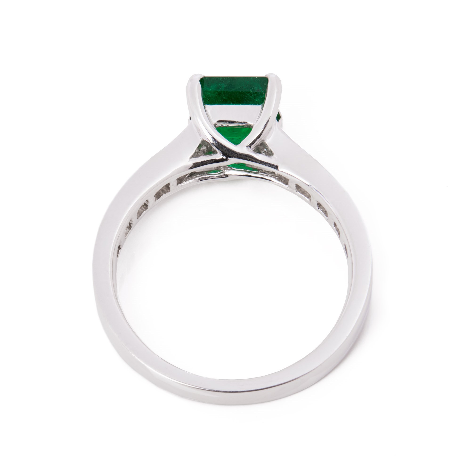 David Jerome Certified 1.15ct Square Cut Emerald and Diamond Ring