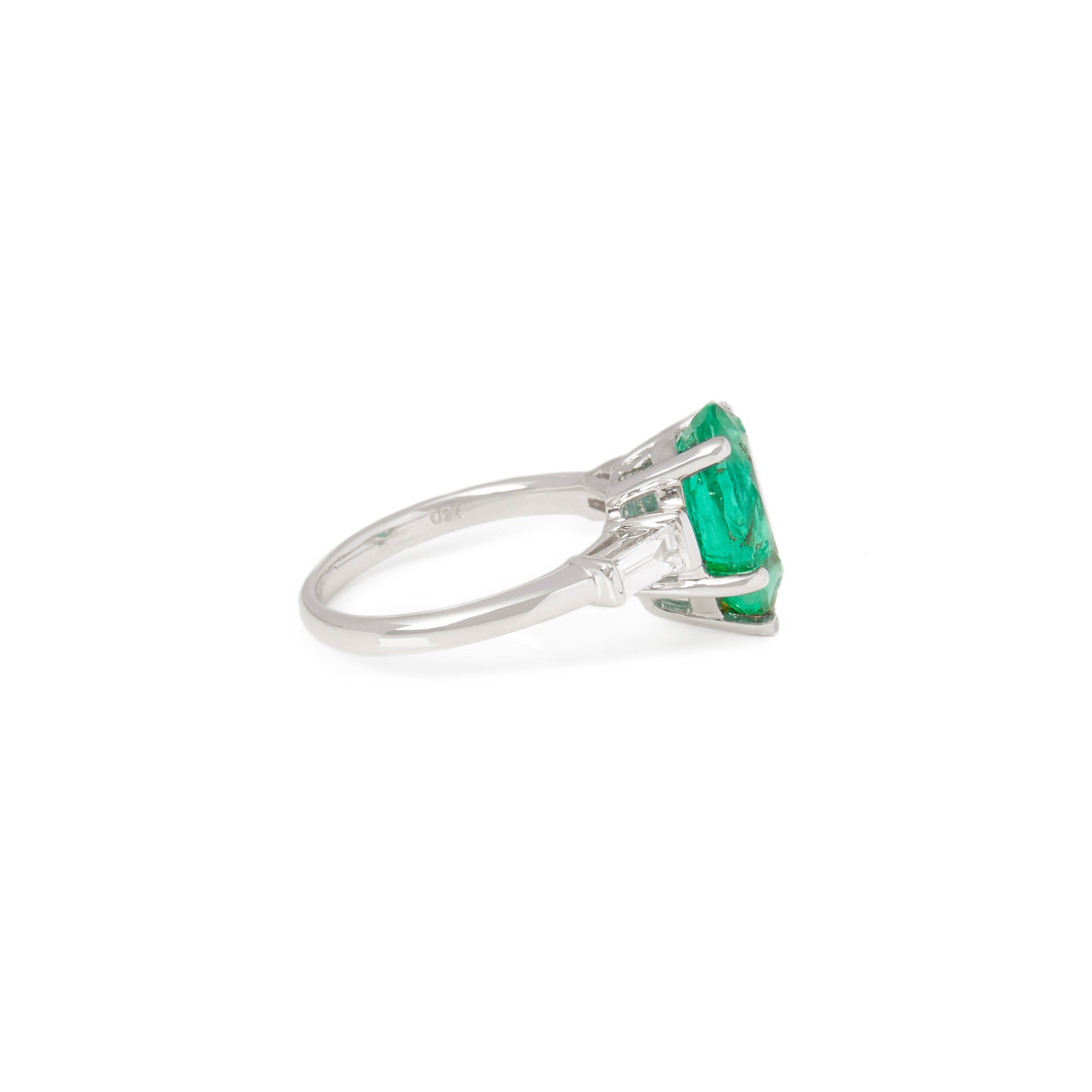 David Jerome Certified 3.45ct Pear Cut Emerald and Diamond Ring