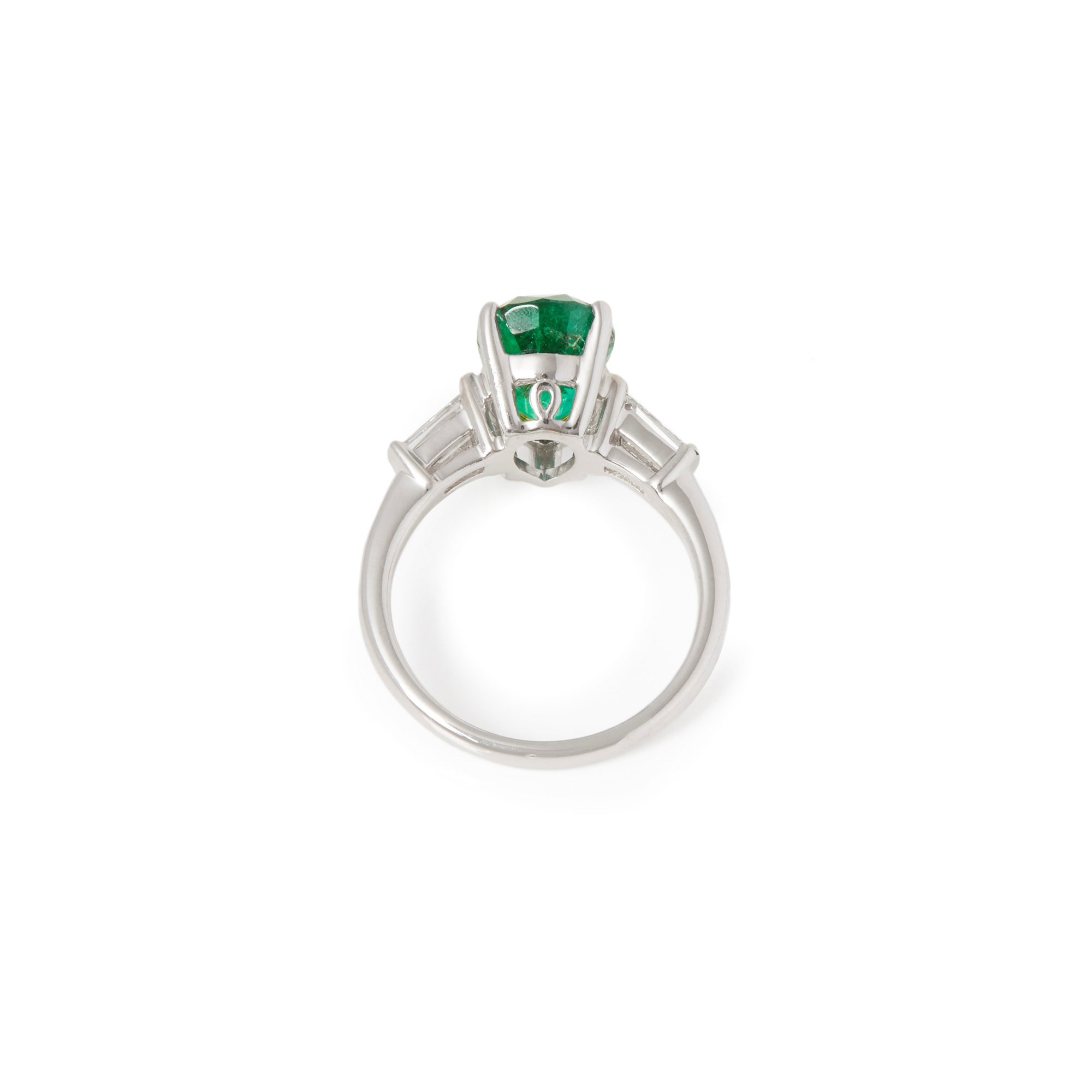David Jerome Certified 3.45ct Pear Cut Emerald and Diamond Ring