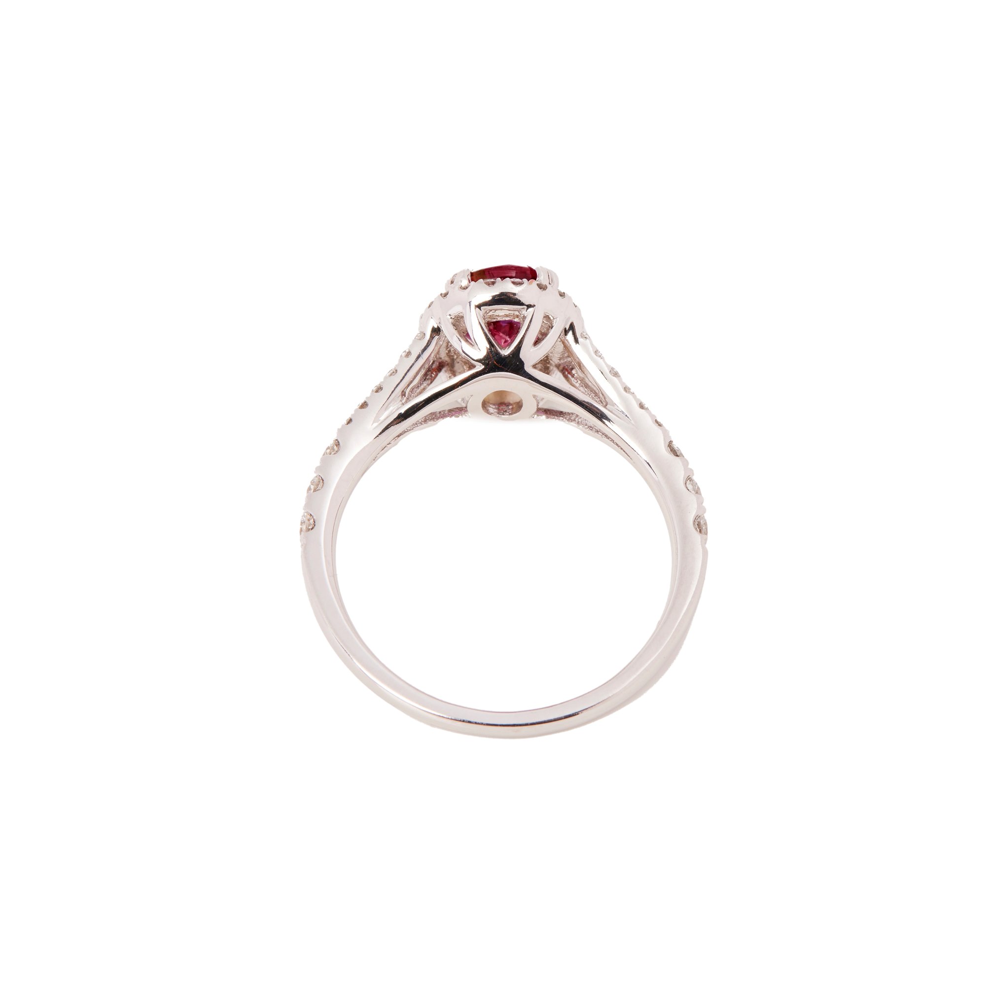 David Jerome Certified 1.44ct Oval Cut Ruby and Diamond Ring