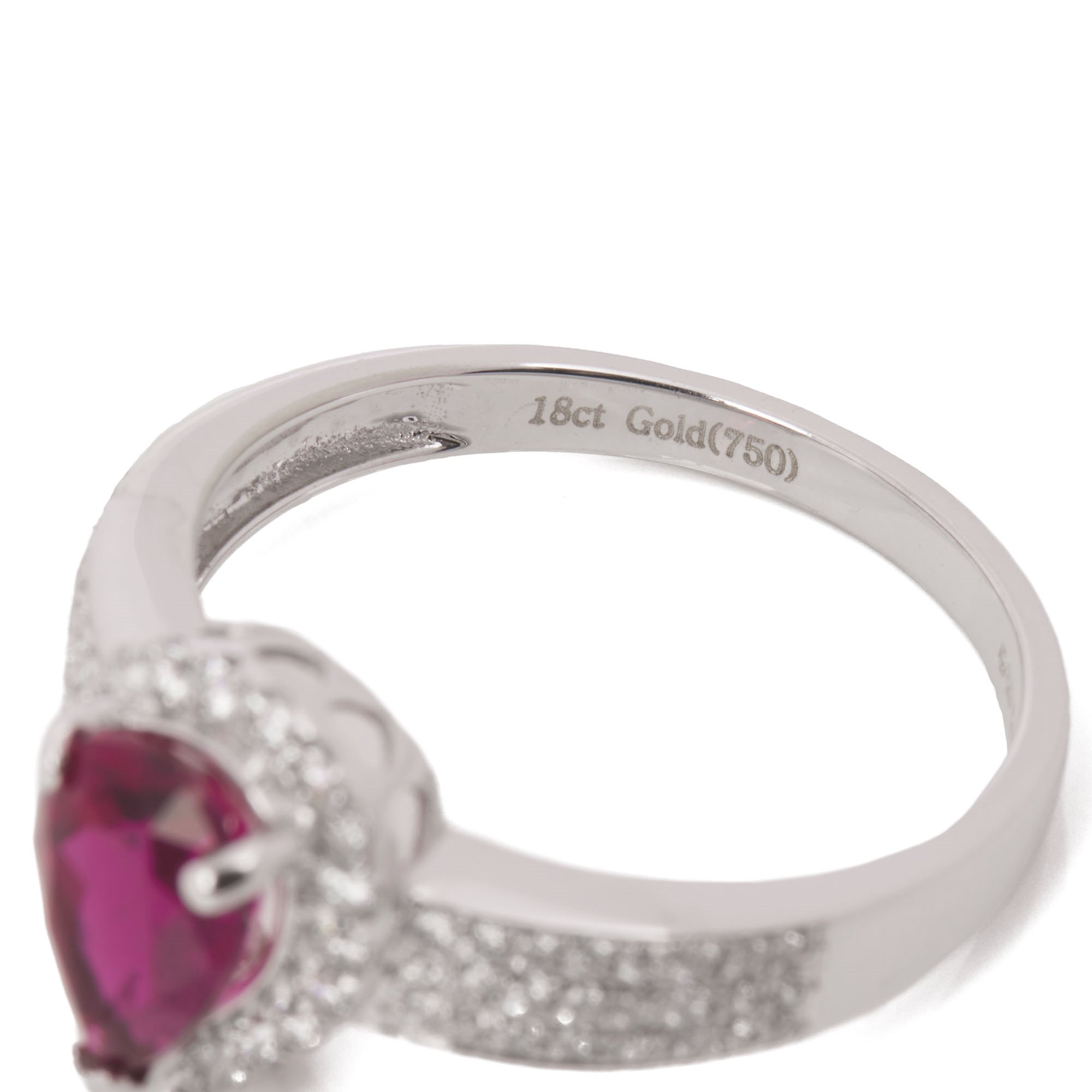 David Jerome Certified 1.23ct Pear Cut Rubellite and Diamond Ring