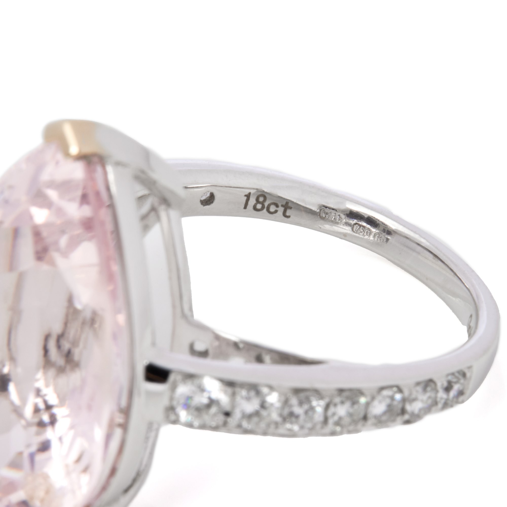 David Jerome Certified 12.24ct Pear Cut Morganite and Diamond Ring