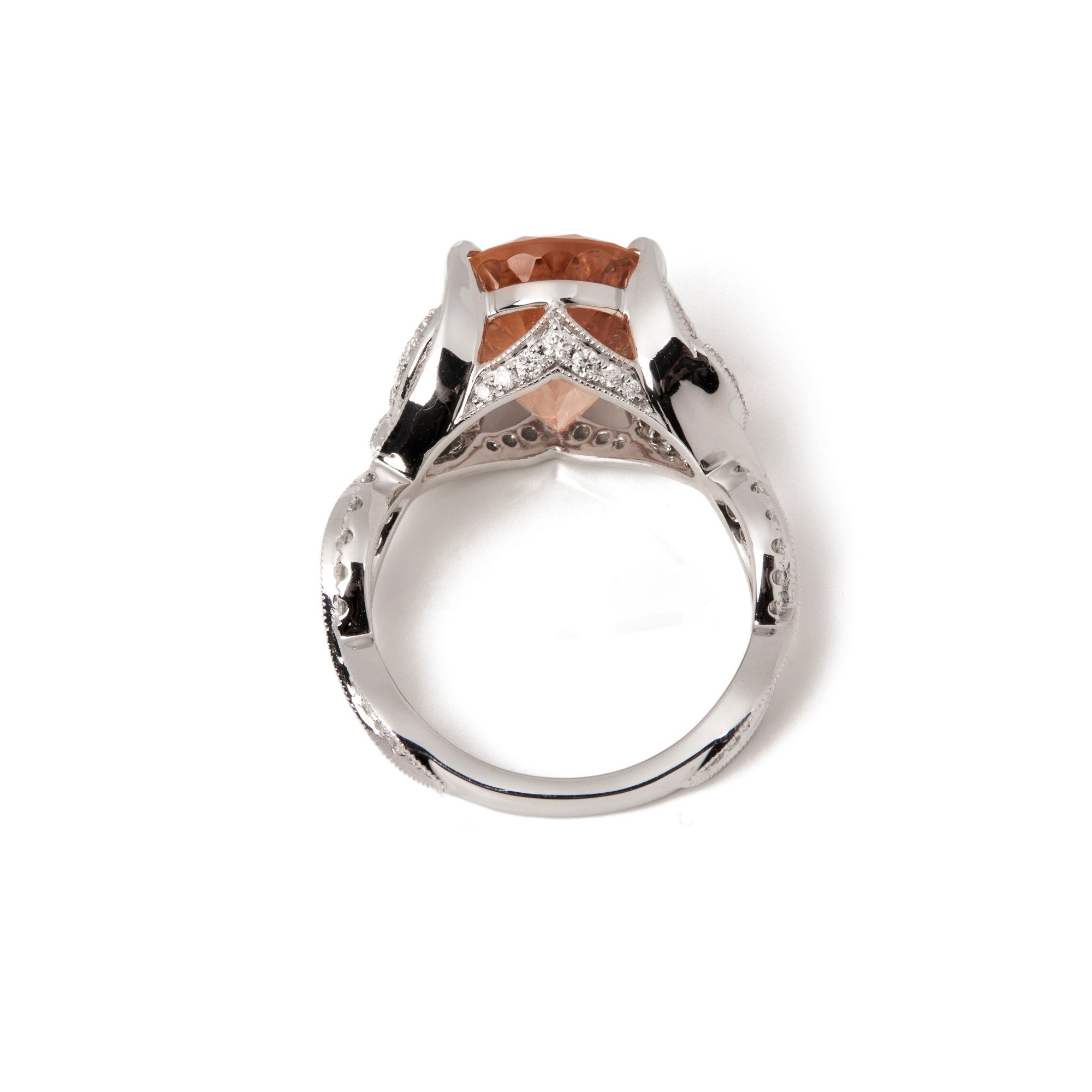 David Jerome Certified 6.24ct Oval Cut Morganite and Diamond Ring