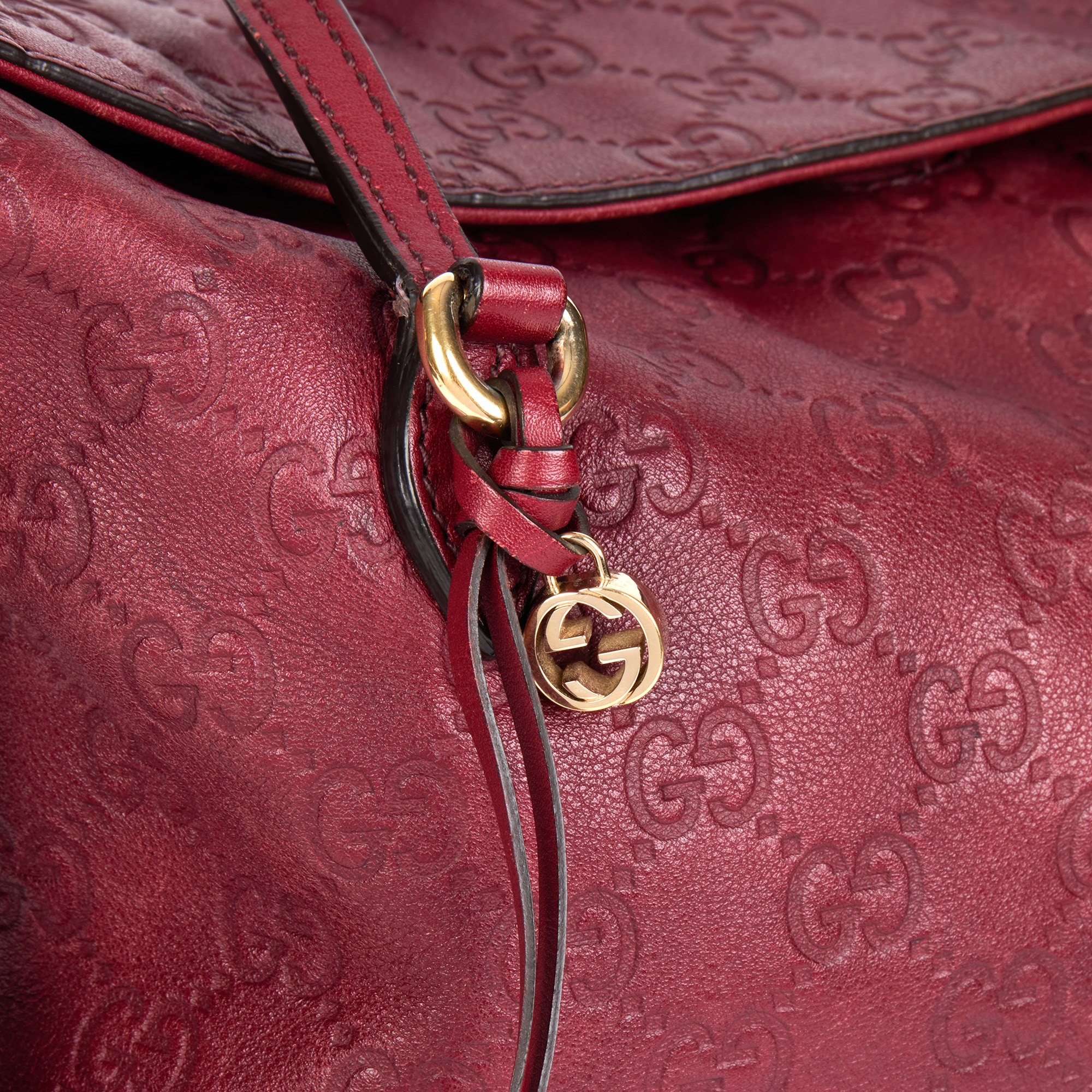 Gucci Burgundy GG Embossed Guccissima Calfskin Leather Signature Tote
