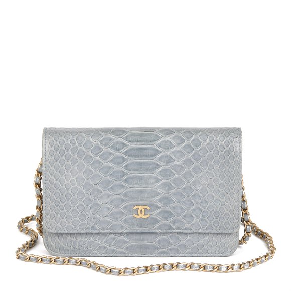 Chanel Grey Python Leather Wallet-on-Chain WOC