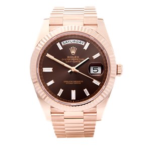 Rolex Day-Date 40 Brown Dial Diamond Set Rose Gold - 228235