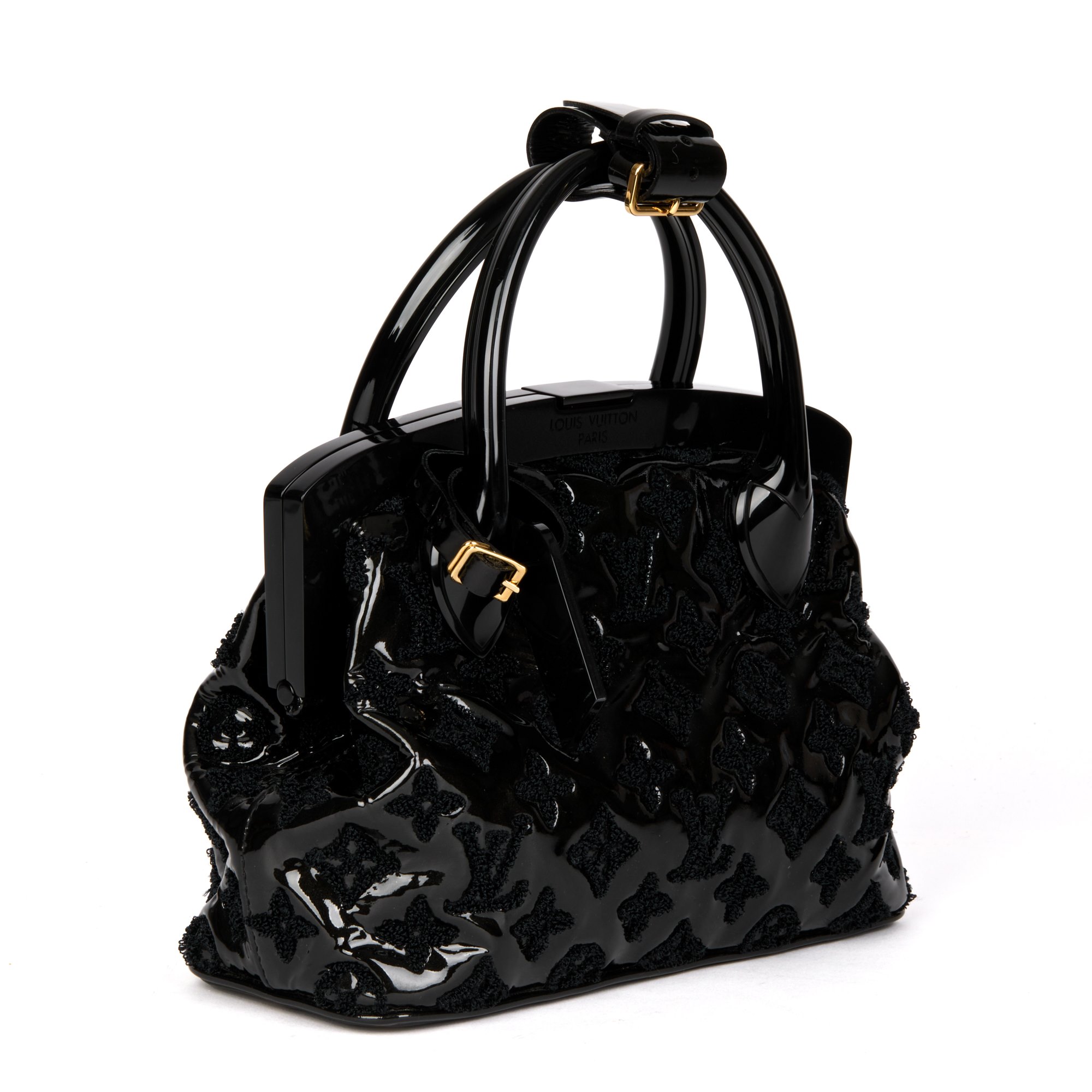 Louis Vuitton Black Monogram Patent Leather Fascination Lockit BB Frame Bag