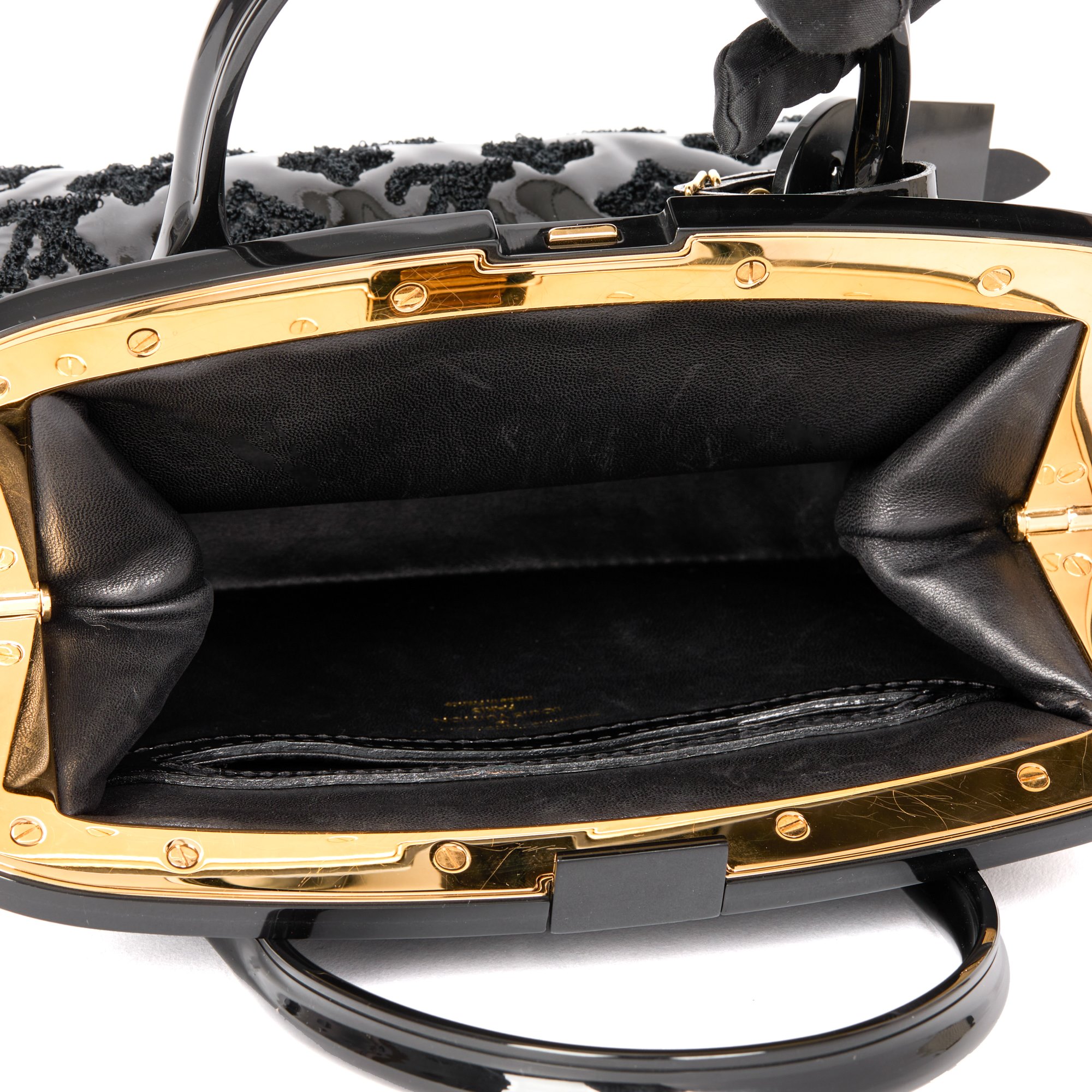 Louis Vuitton Black Monogram Patent Leather Fascination Lockit BB Frame Bag