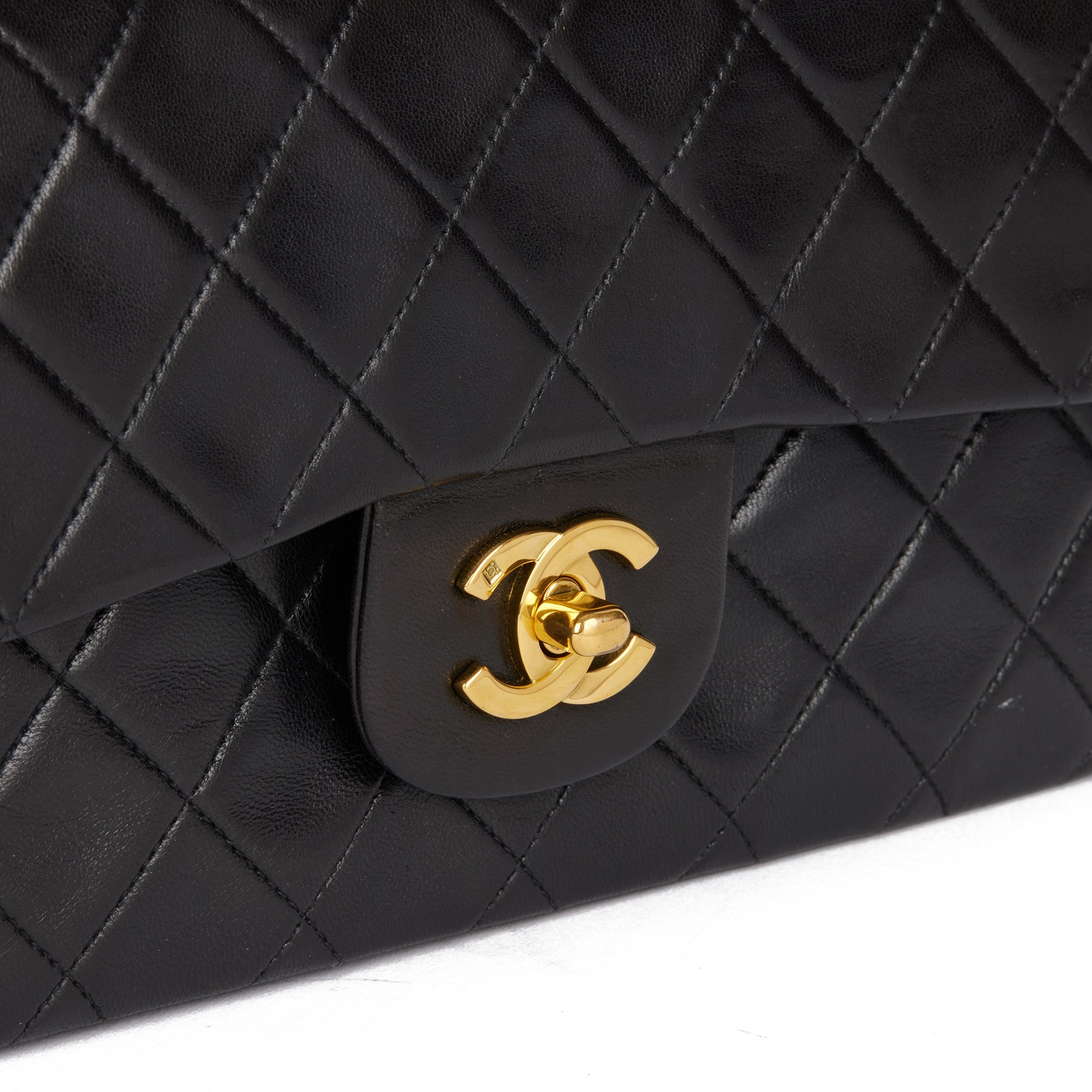 Chanel Black Quilted Lambskin Vintage Small Classic Double Flap Bag
