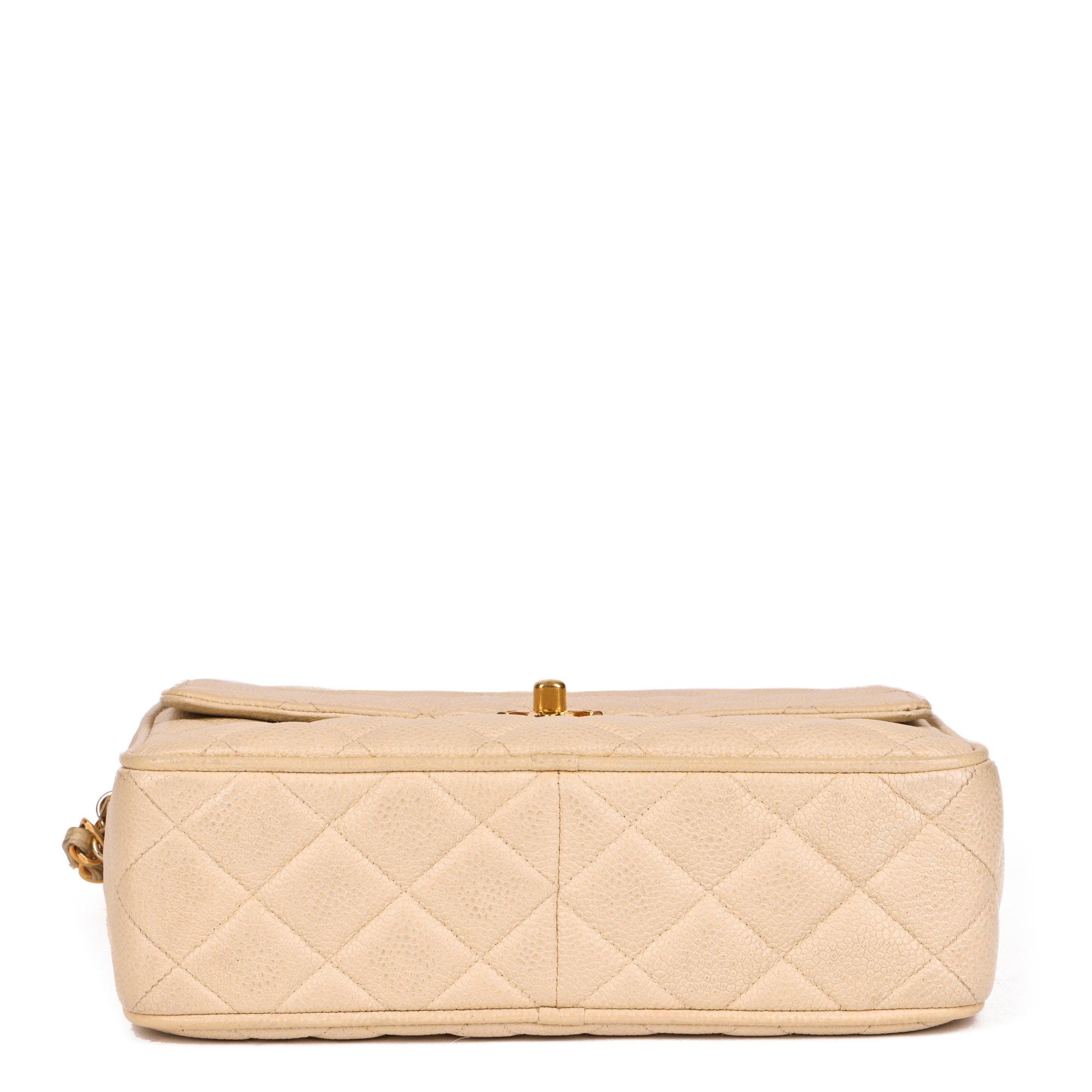 Chanel Beige Quilted Caviar Leather Vintage Small Classic Camera Bag