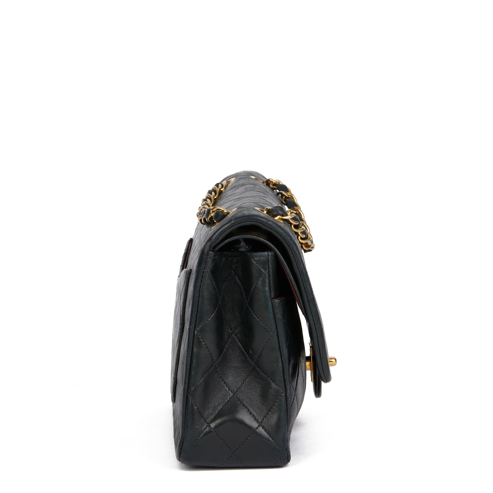 Chanel Black Quilted Lambskin Vintage Medium Classic Double Flap Bag