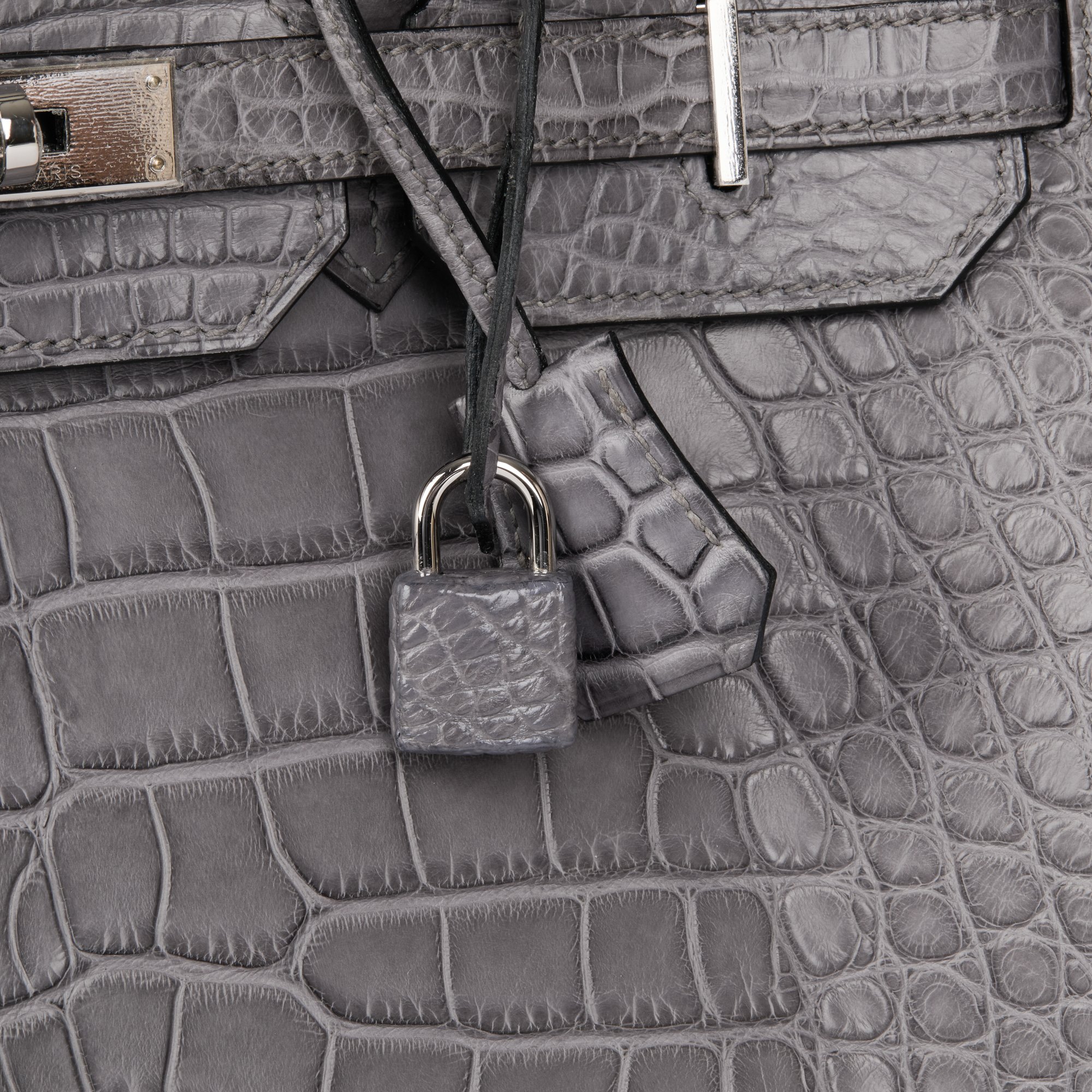 Hermès Gris Paris Matte Alligator Leather Birkin 35cm Retourne