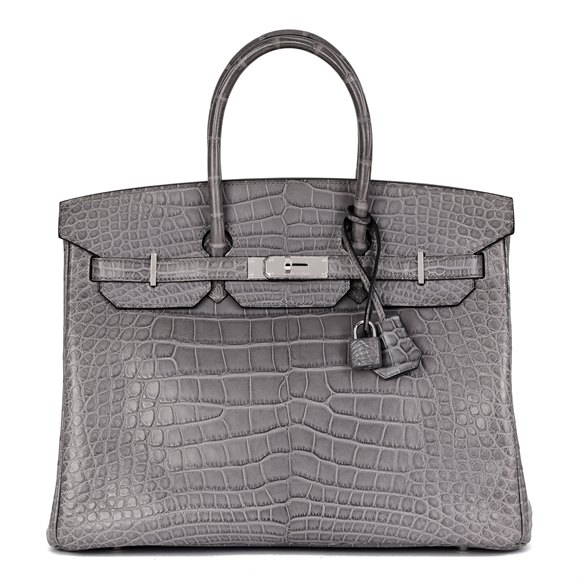 Hermès Gris Paris Matte Alligator Leather Birkin 35cm