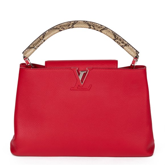 Louis Vuitton Red Taurillon Leather & Python Leather Capucines MM