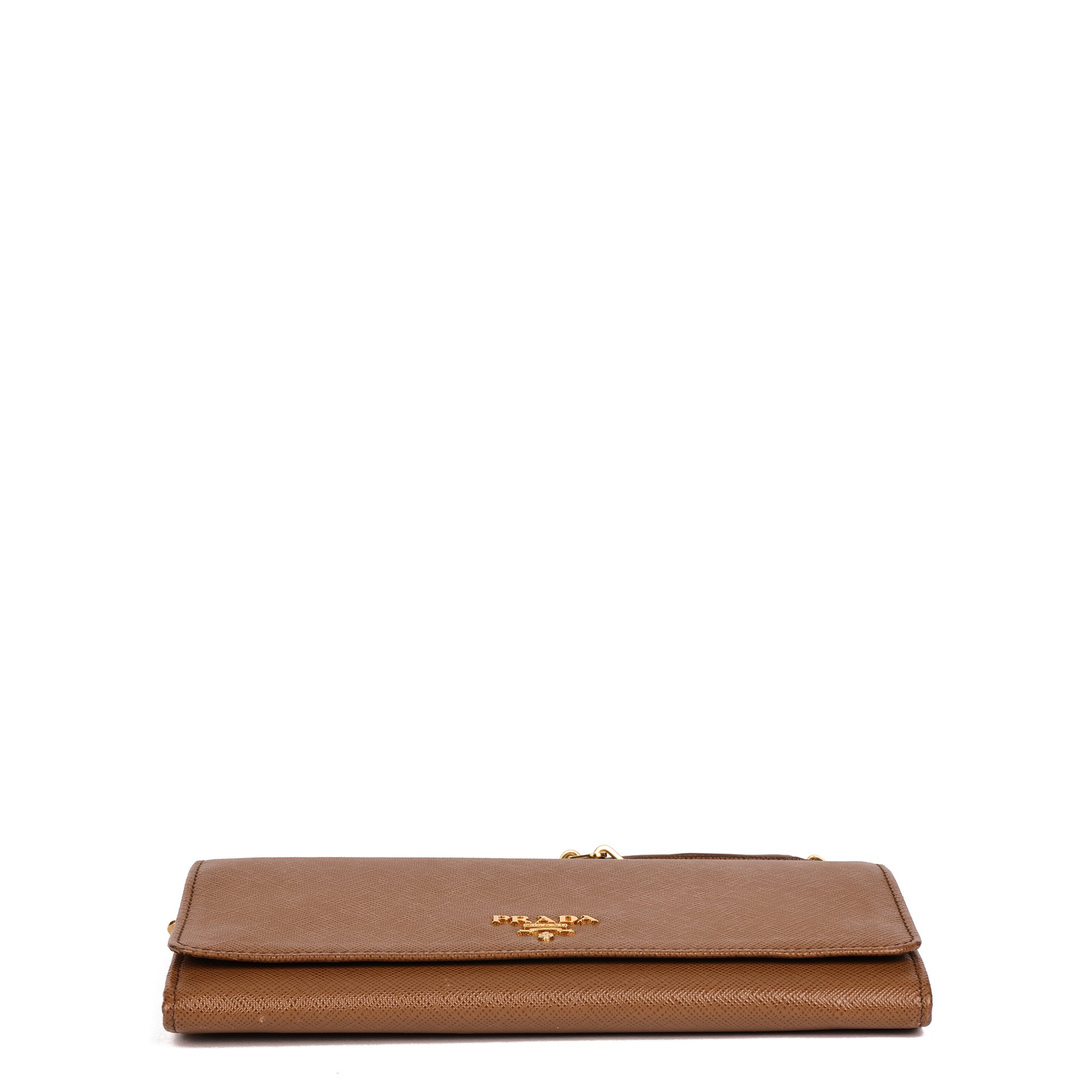 Prada Cannella Brown Saffiano Leather Wallet-on-Chain WOC