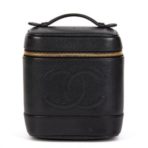 Chanel Black Caviar Leather Vintage Timeless Vanity Case