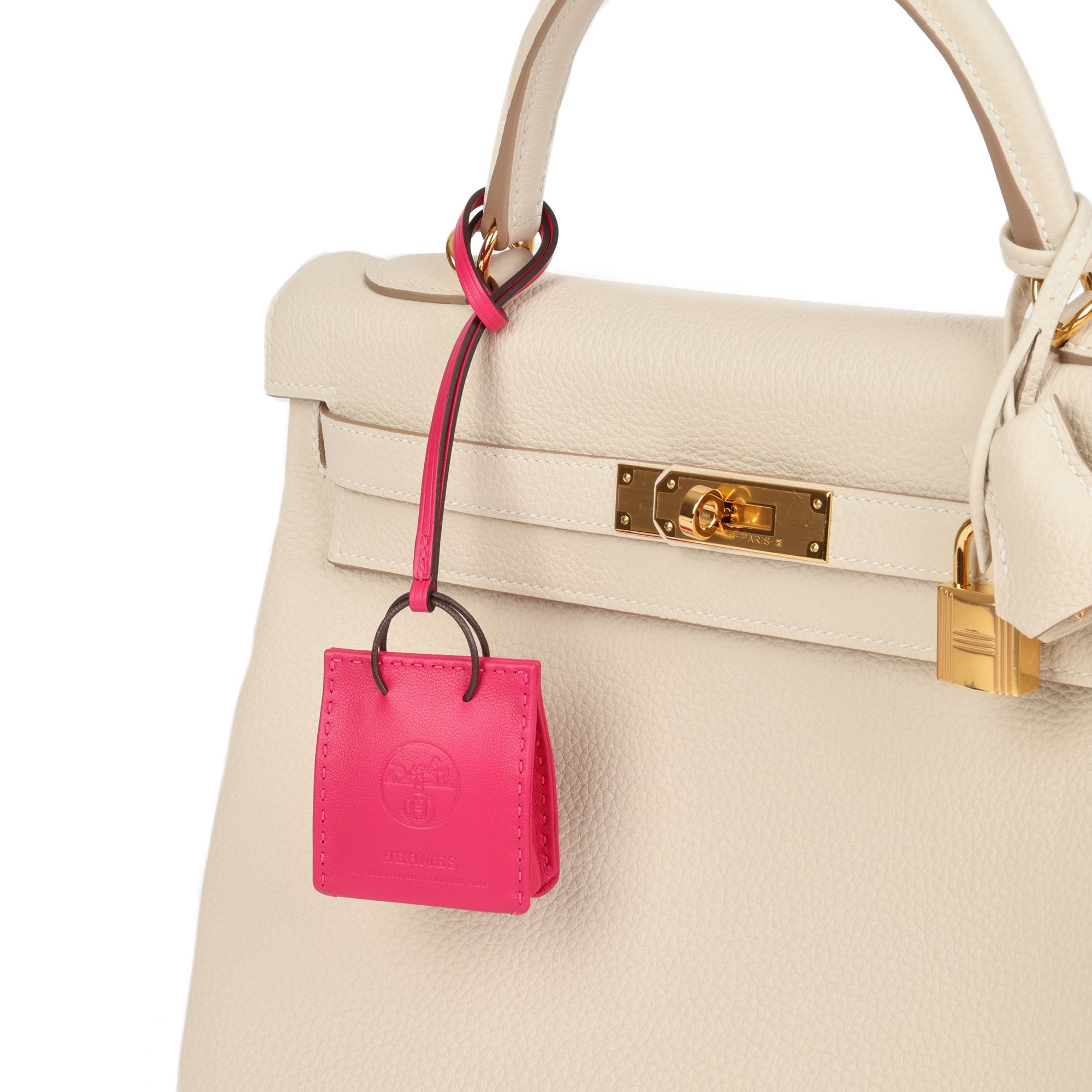 Hermès Rose Mexico Lambskin Leather Shopping Bag Charm