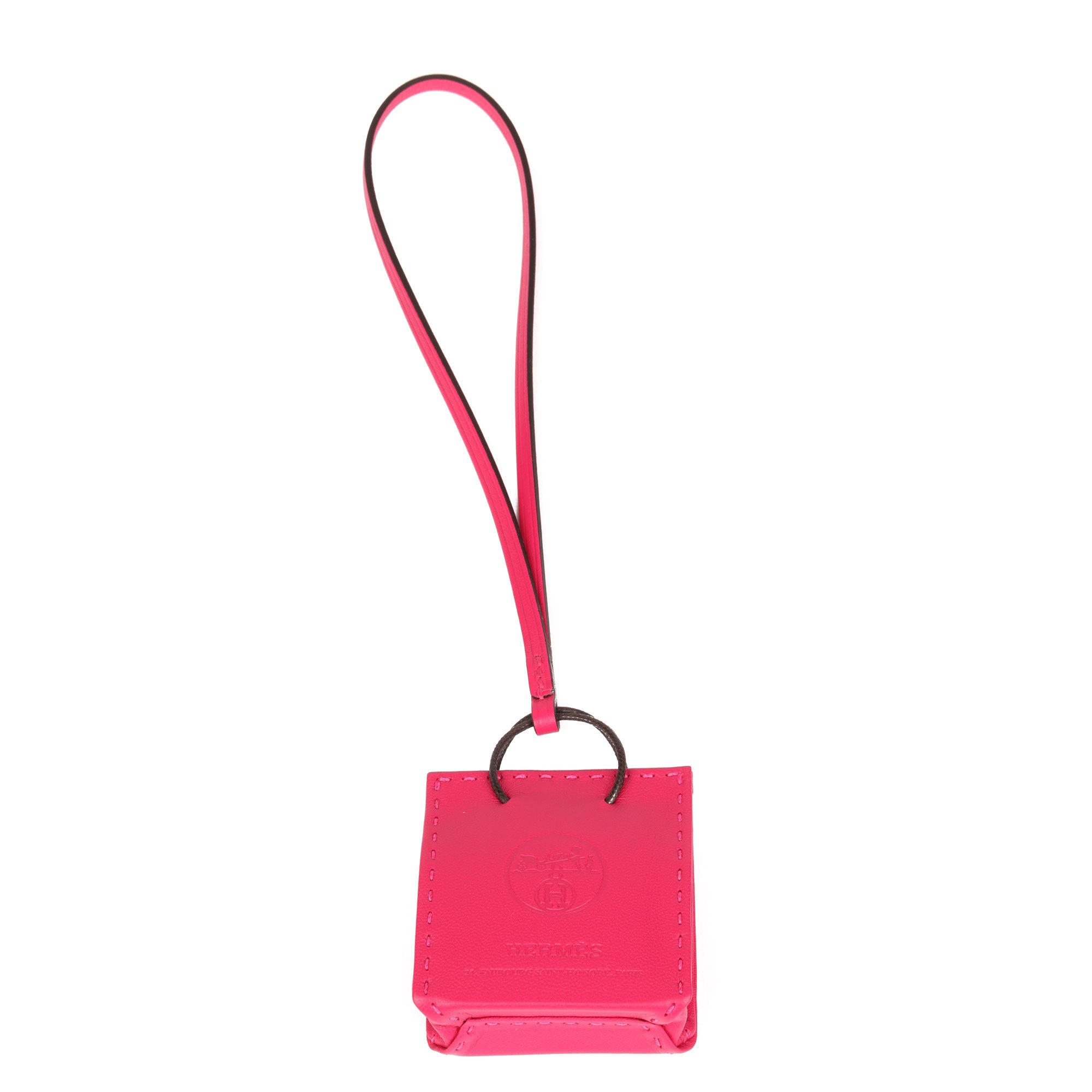 Hermès Rose Mexico Lambskin Leather Shopping Bag Charm