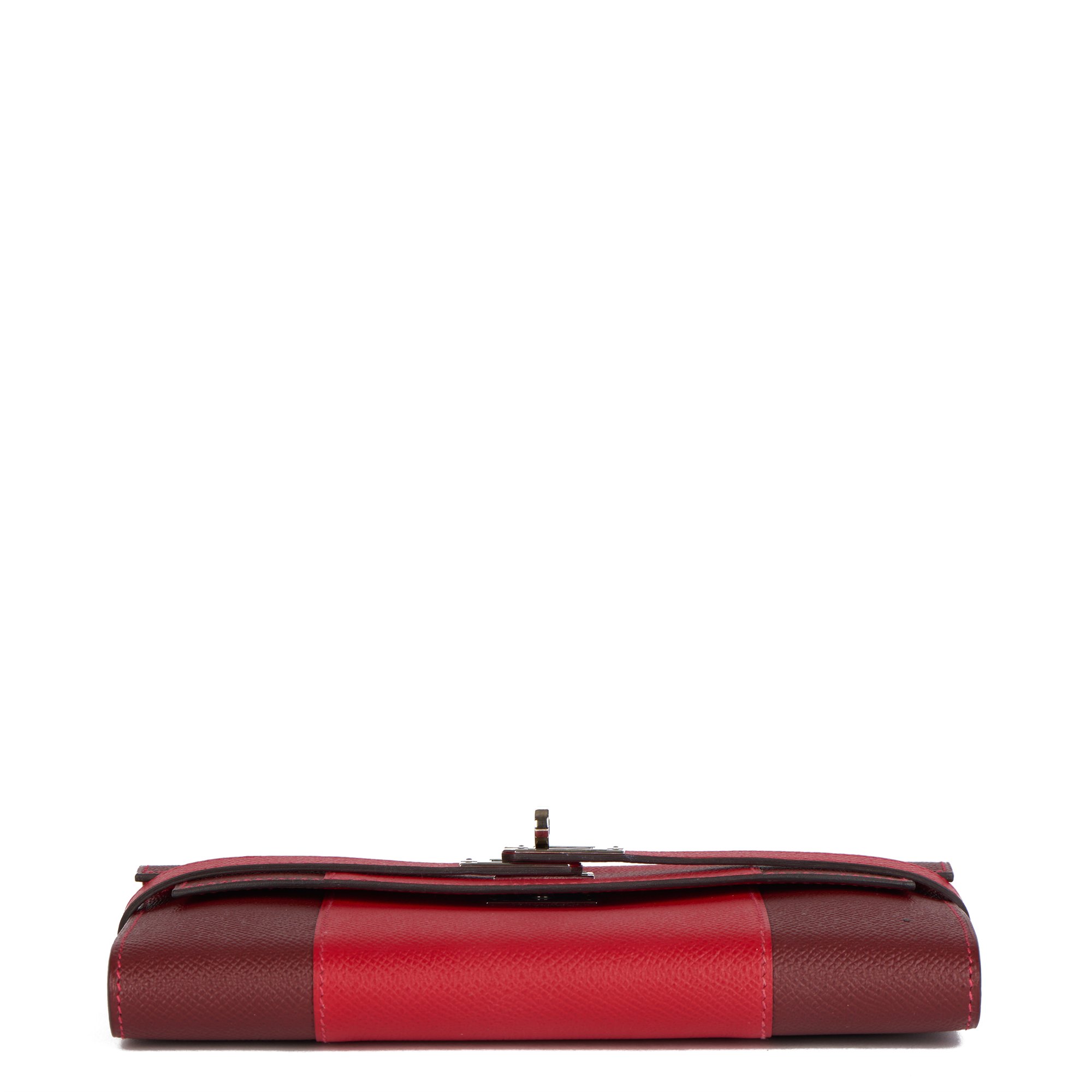 Hermès Rouge Casque & Rouge H Epsom Leather Flag Kelly Wallet