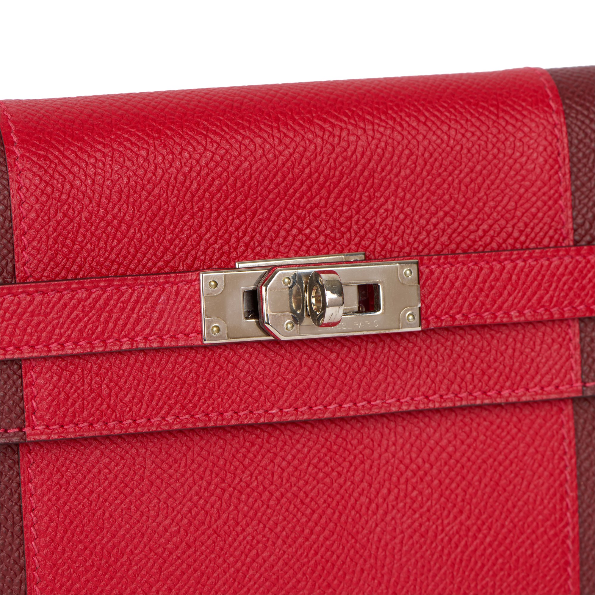 Hermès Rouge Casque & Rouge H Epsom Leather Flag Kelly Wallet