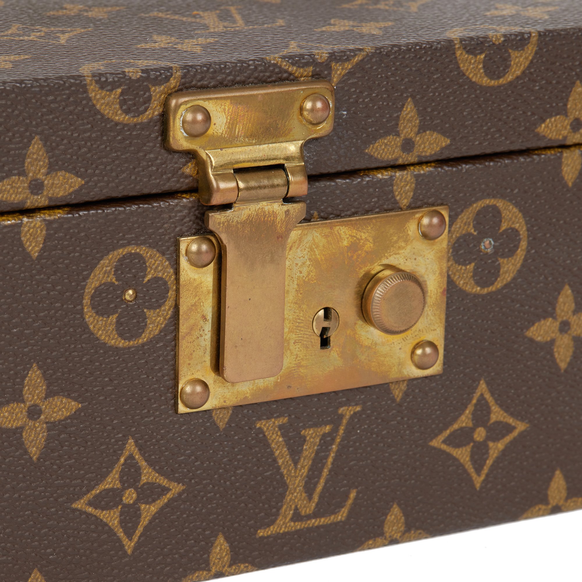 Louis Vuitton Brown Monogram Coated Canvas & Vachetta Leather Vintage Boite A Tout