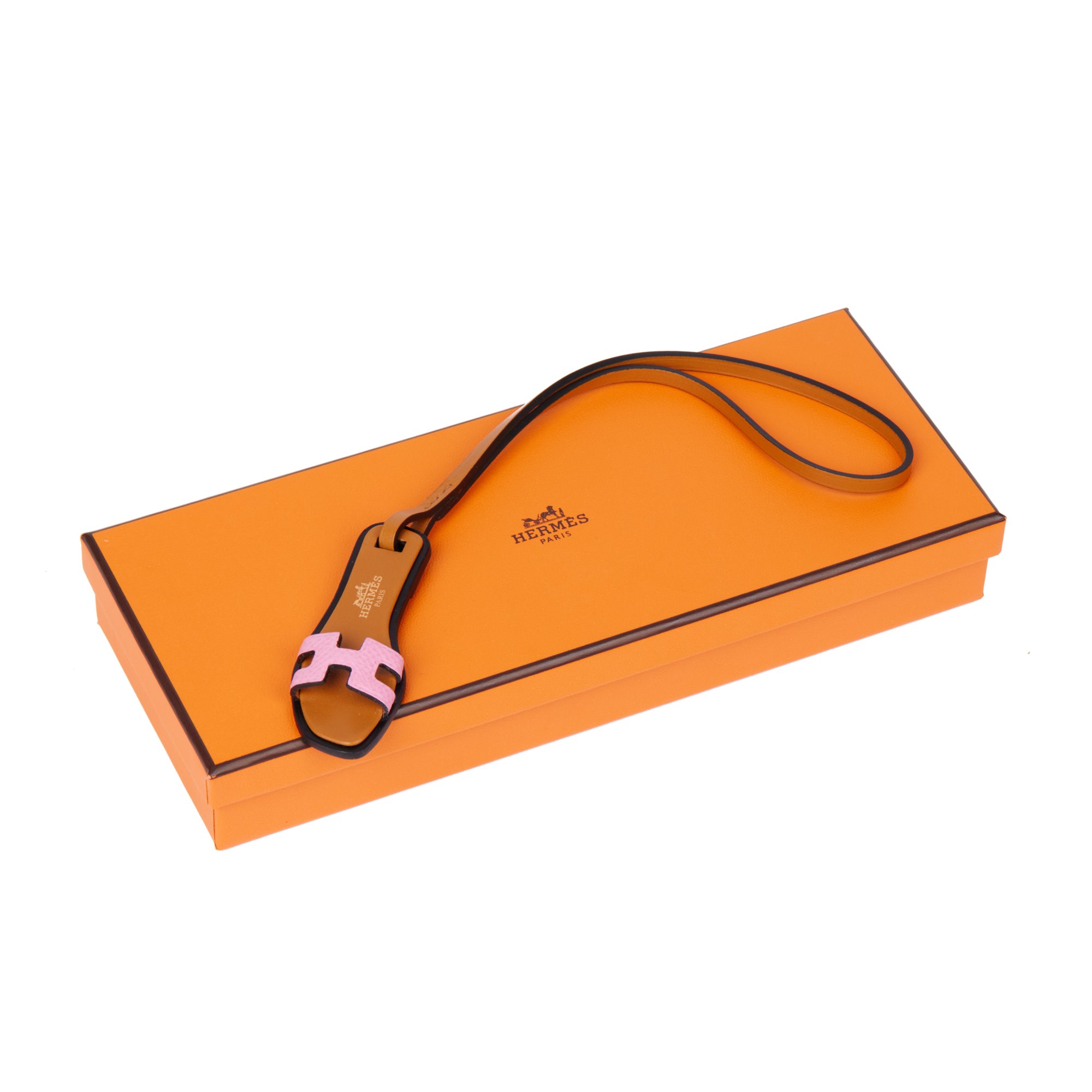 Hermès Rose Confetti Epsom Leather & Natural Sable Leather Oran Charm