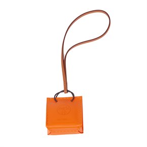 Hermès Fue Milo Lambskin & Gold Swift Calfskin Leather Orange Bag Charm