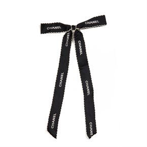 Chanel Black Satin Vintage Ribbon Pin