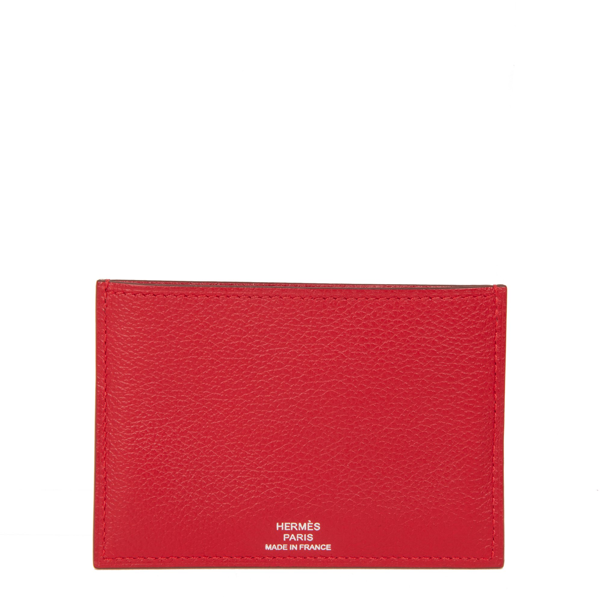 Hermès Piment Evercolor Leather, Rouge De Cœur Swift Leather & Rose Lipstick, Rose Texas Chevre Mysore Les Petits Chevaux Card Holder