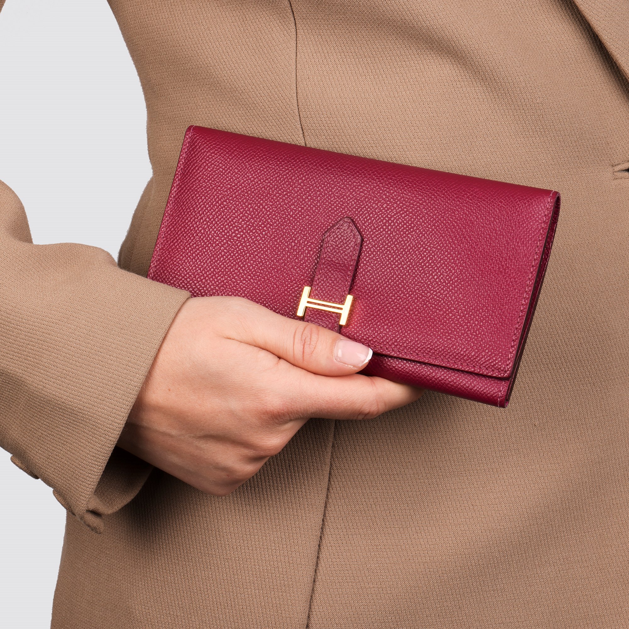 Hermès Anemone Epsom Leather Bearn Tri-Fold Wallet