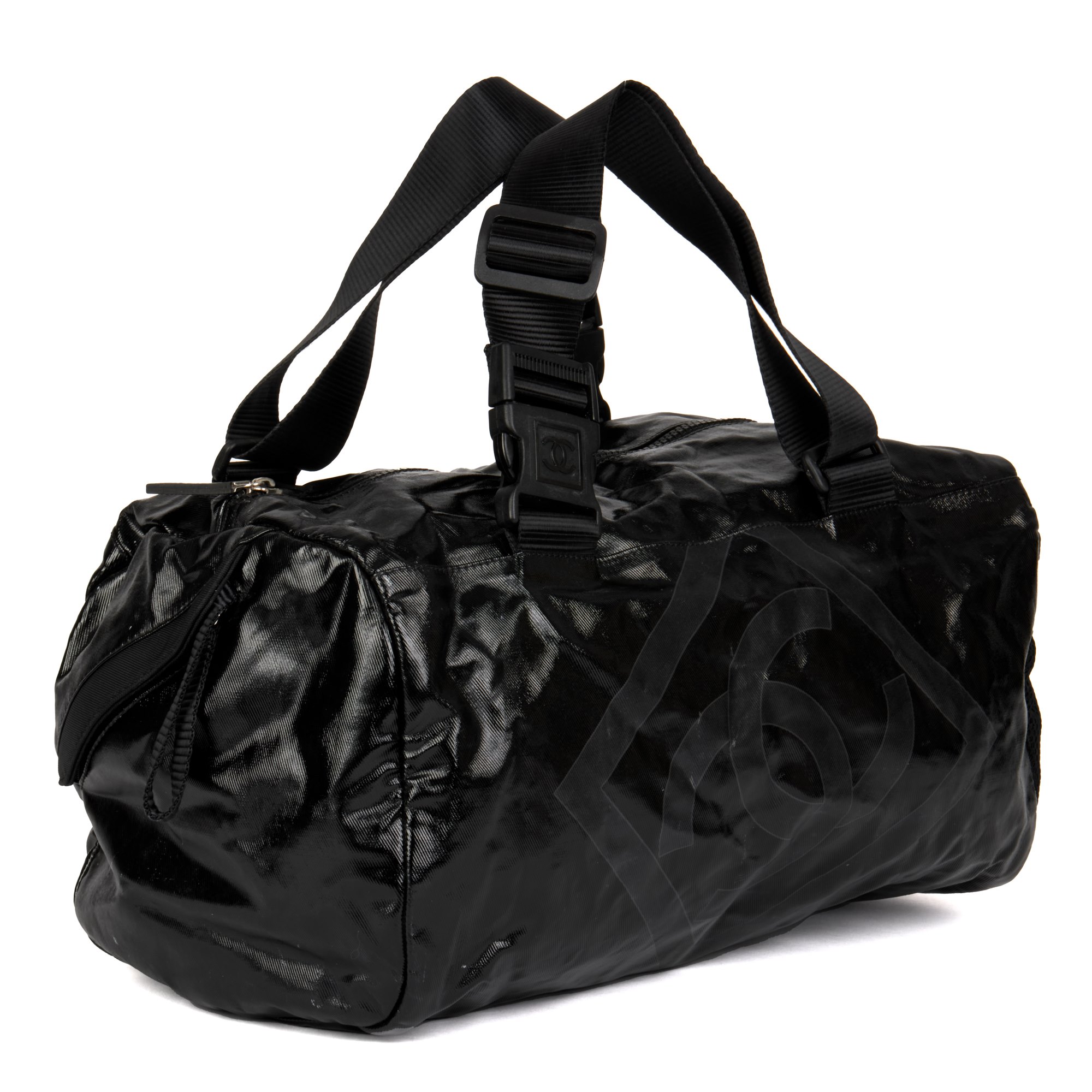 Chanel Black Vinyl & Mesh Sports Line Duffle Bag