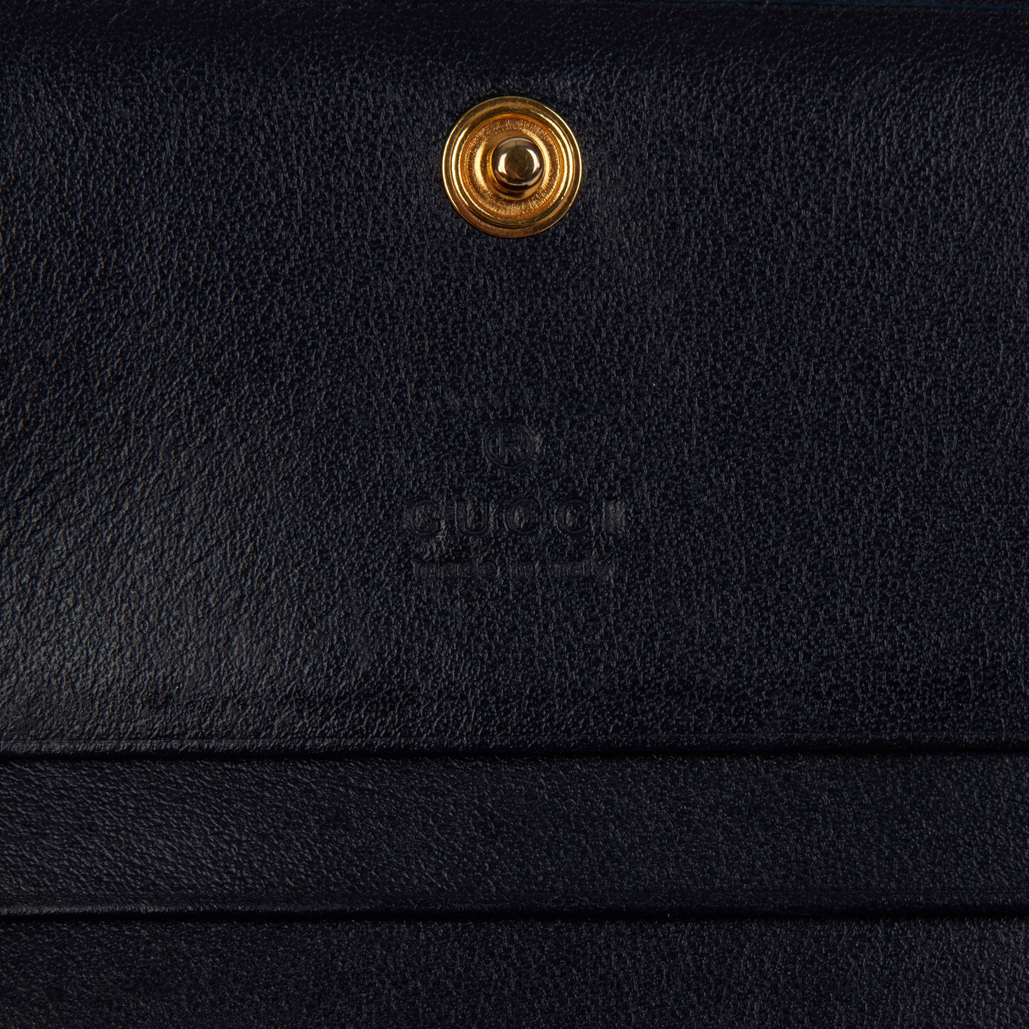 Gucci Beige Canvas & Navy Calfskin Leather Horsebit 1955 Card Case Wallet