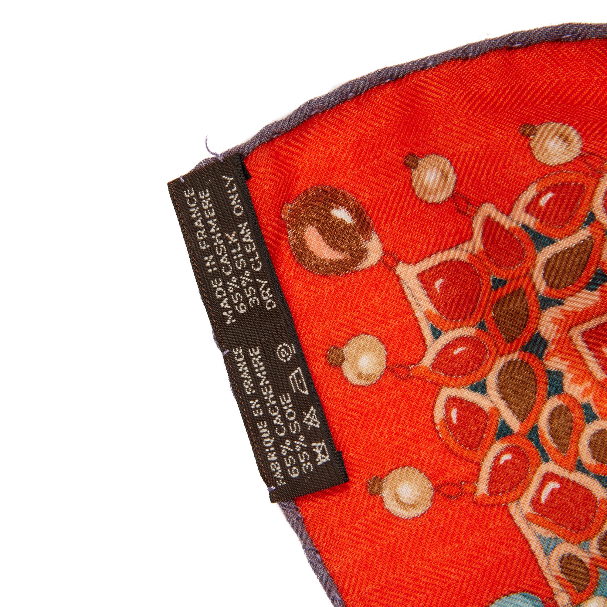 Hermès Rouge & Brown Cashmere & Silk Scarf Parures Des Maharajas Scarf