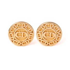 Christian Dior Logo Button Clip Earrings