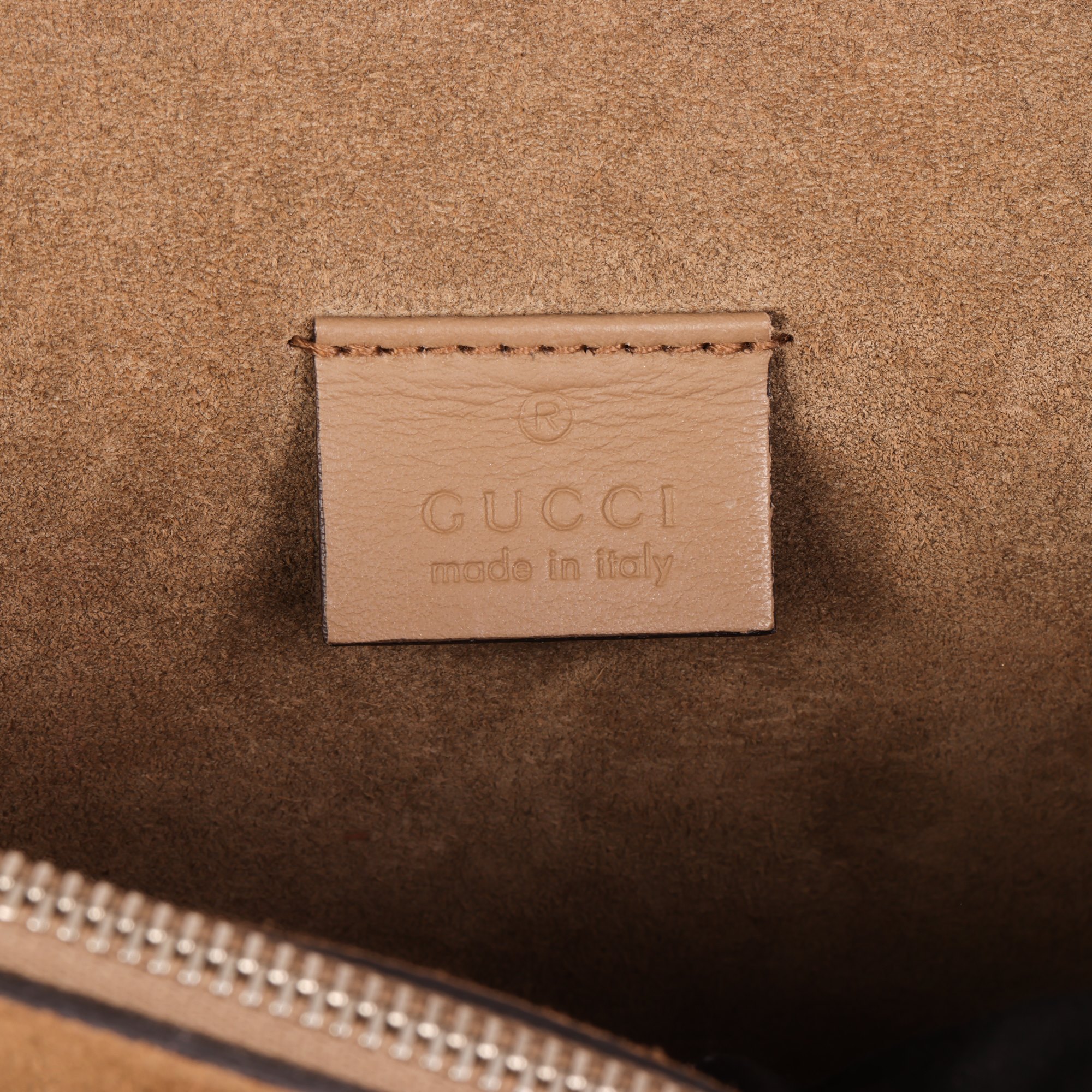 Gucci Beige GG Supreme Coated Canvas & Suede Small Dionysus